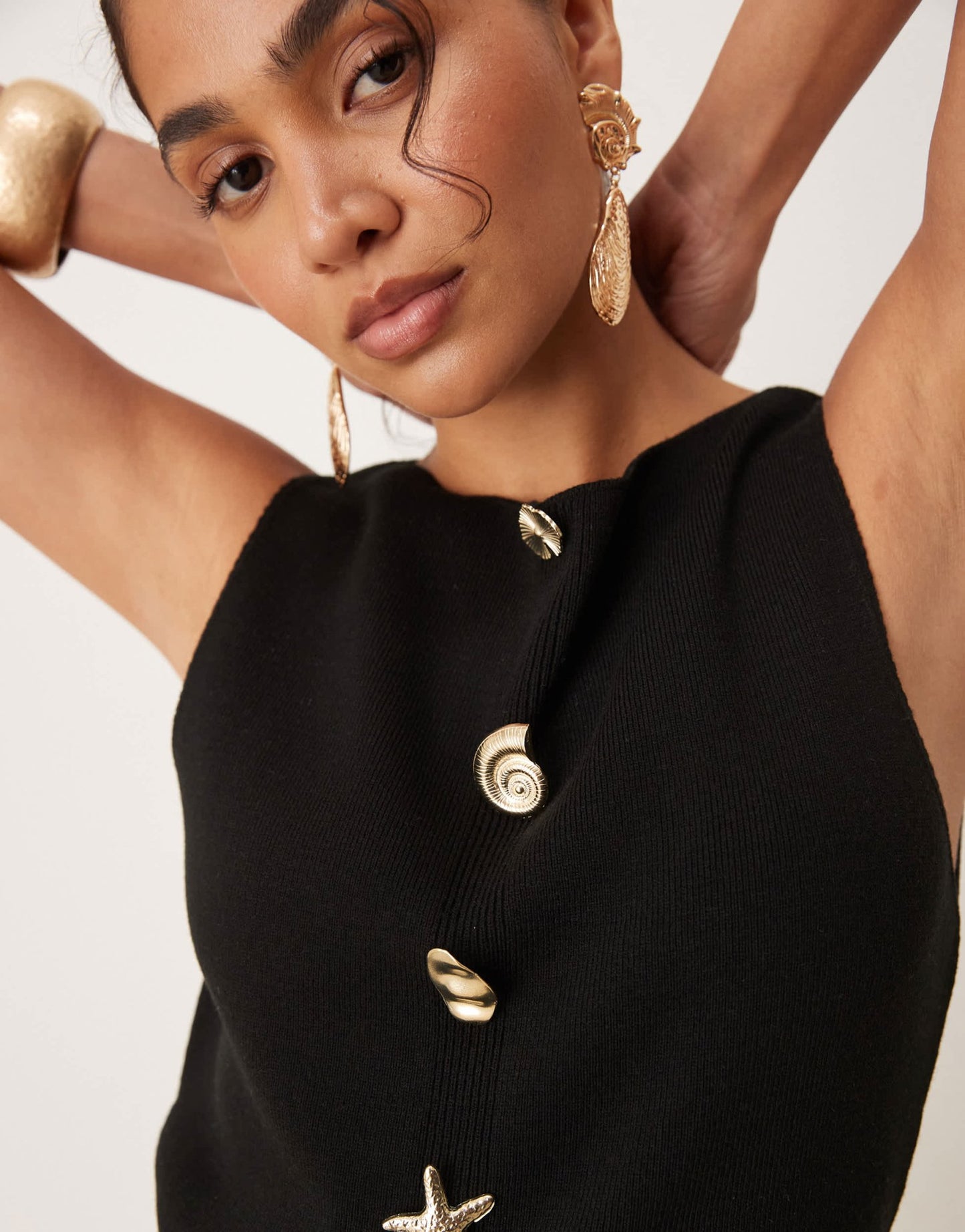 ASOS DESIGN knitted slash neck multi button waistcoat in black - ASOS Sample Sale