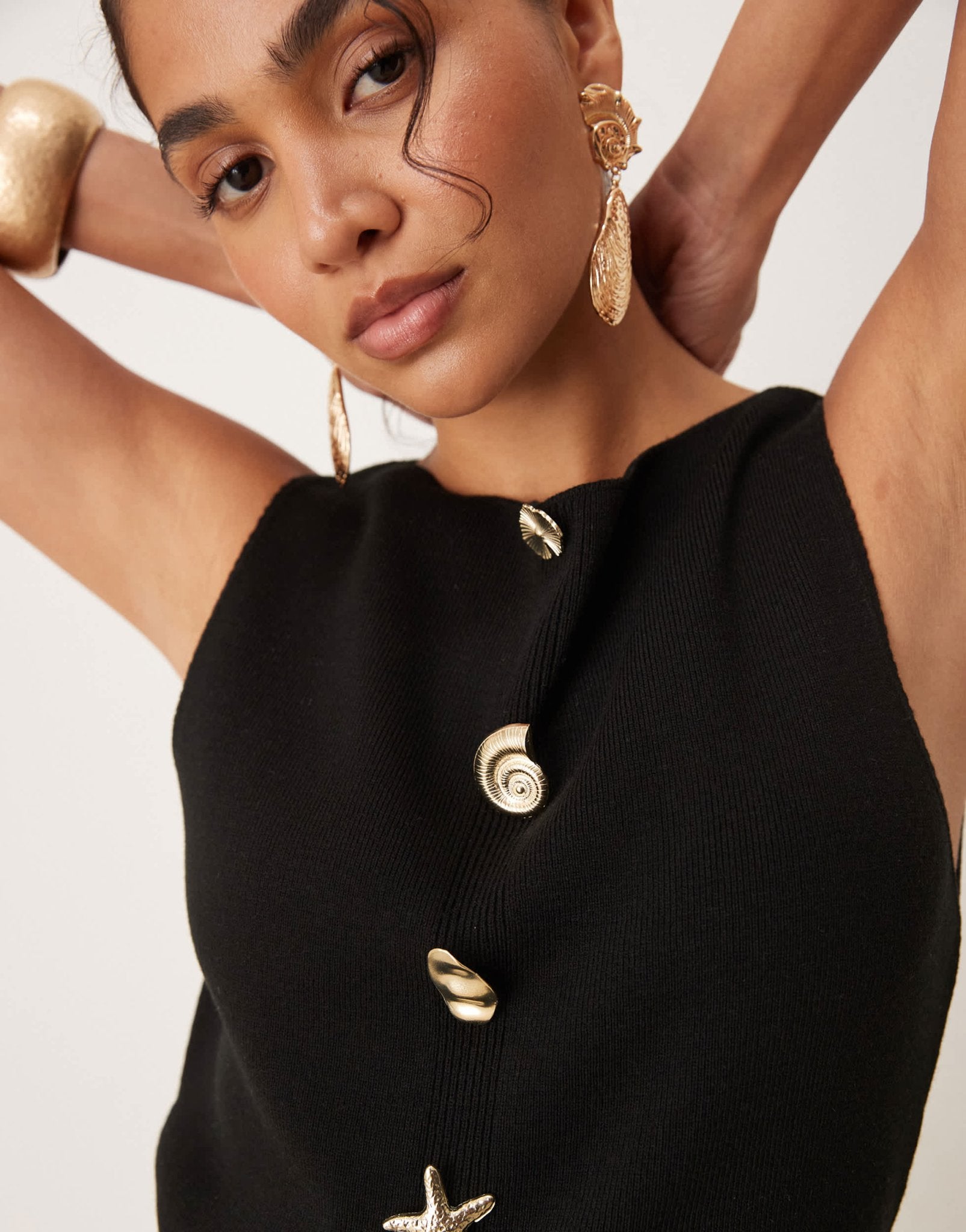 ASOS DESIGN knitted slash neck multi button waistcoat in black - ASOS Sample Sale