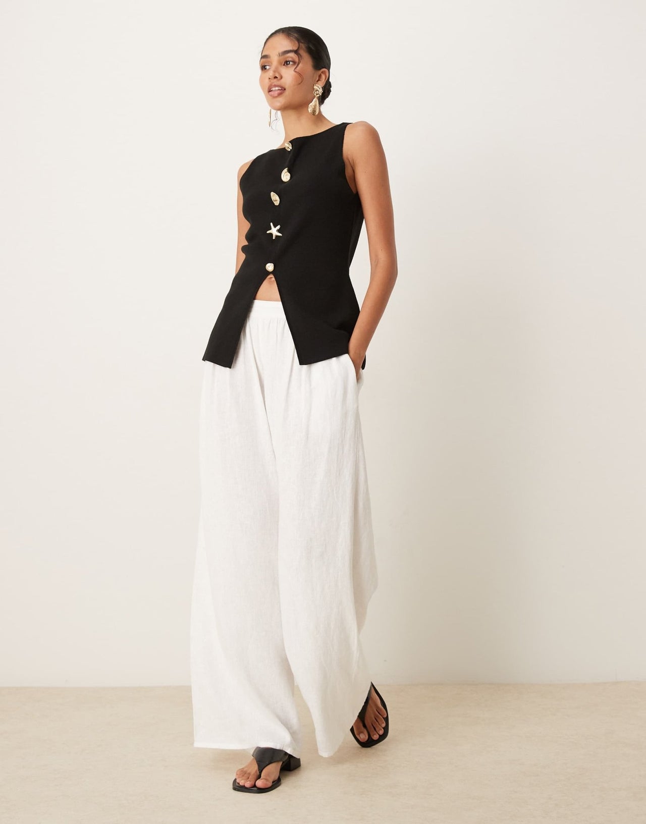 ASOS DESIGN knitted slash neck multi button waistcoat in black - ASOS Sample Sale