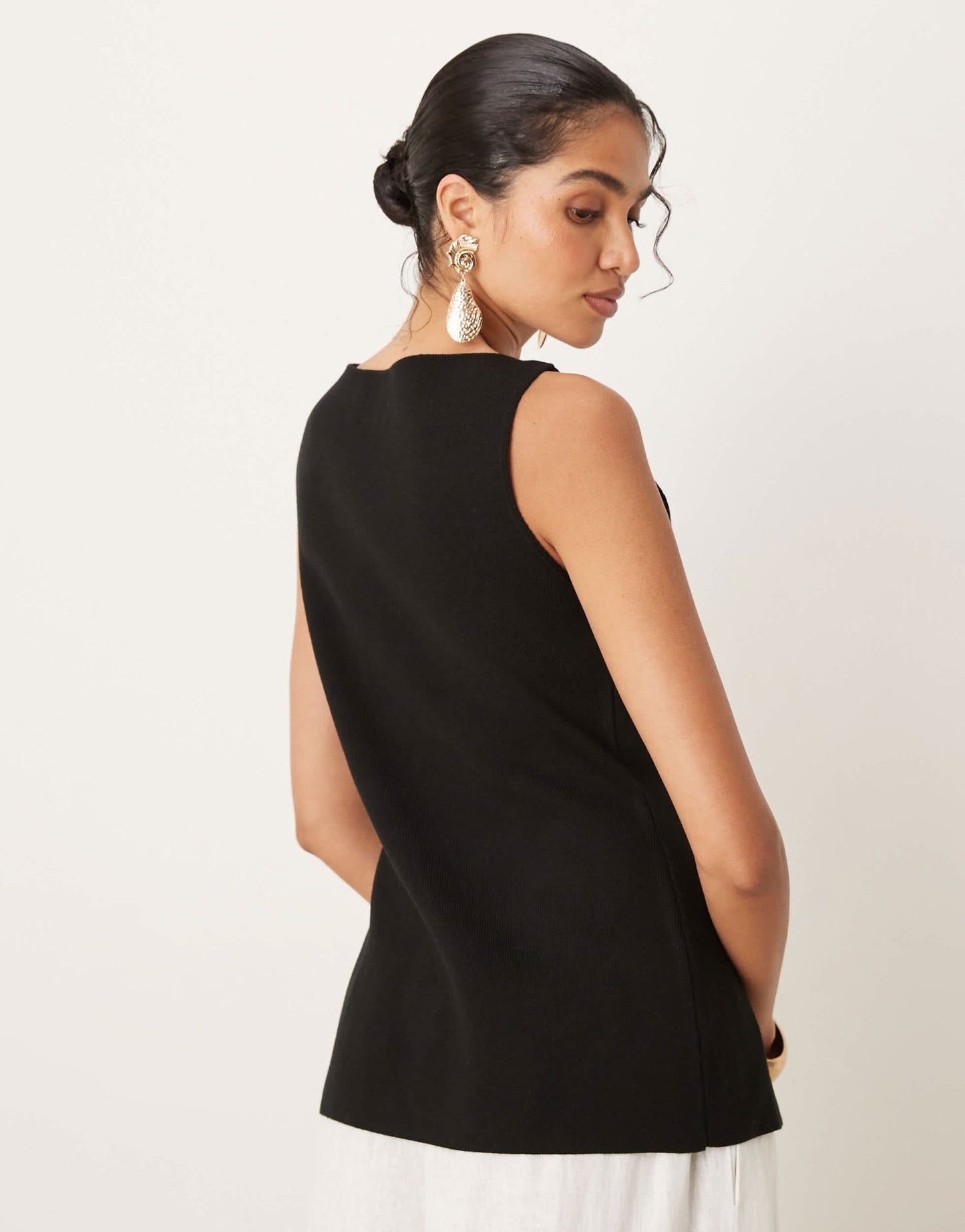 ASOS DESIGN knitted slash neck multi button waistcoat in black - ASOS Sample Sale