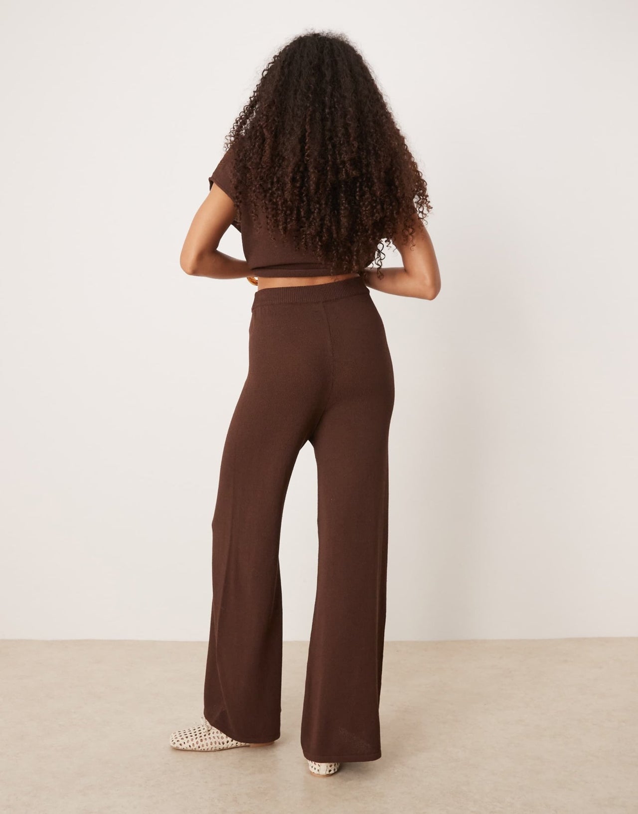 ASOS DESIGN knitted slub trouser co-ord in chocolate - ASOS Sample Sale