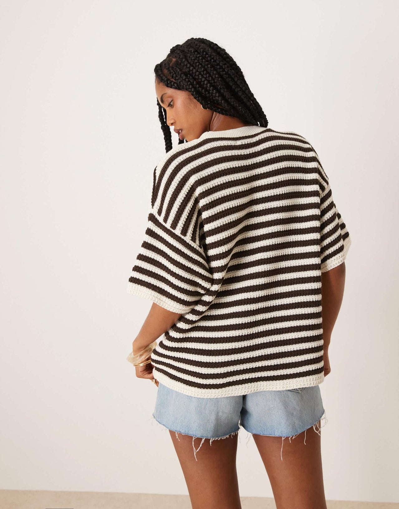 ASOS DESIGN knitted stitch relaxed t-shirt in stripe - ASOS Sample Sale