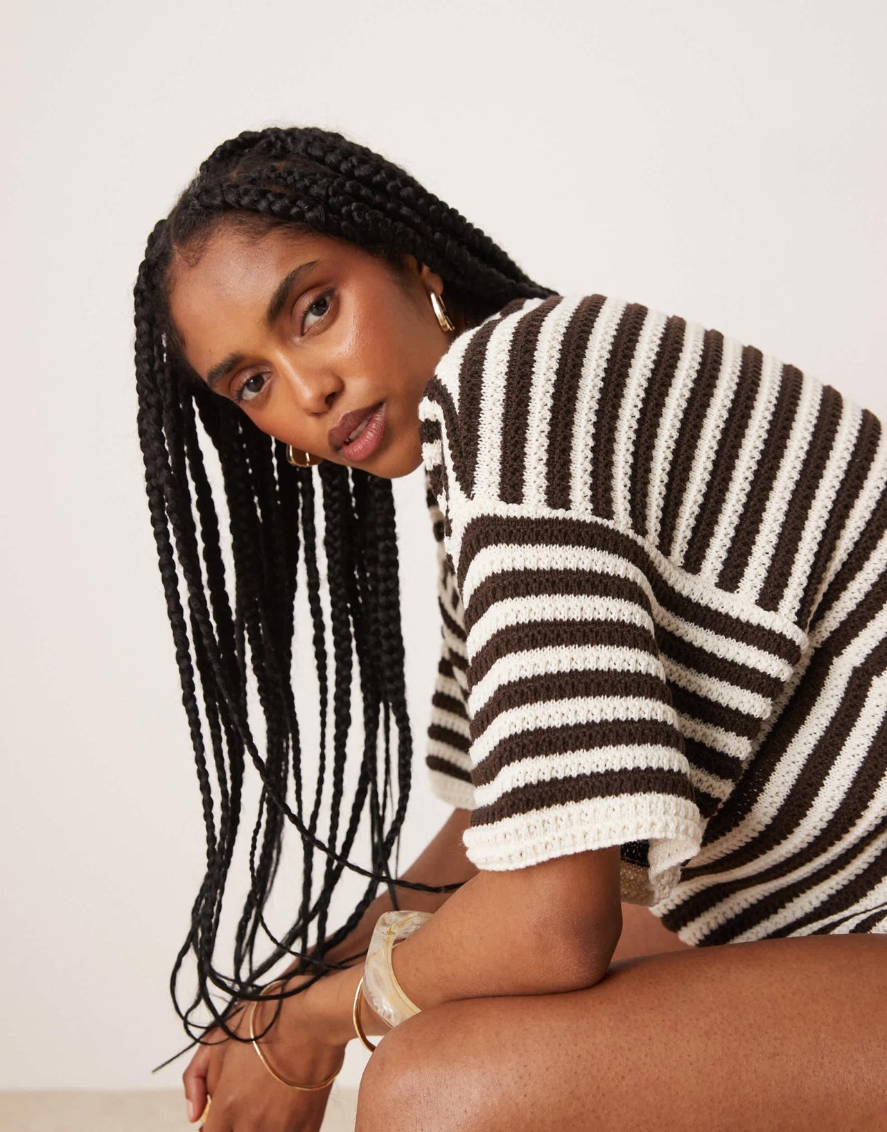 ASOS DESIGN knitted stitch relaxed t-shirt in stripe - ASOS Sample Sale