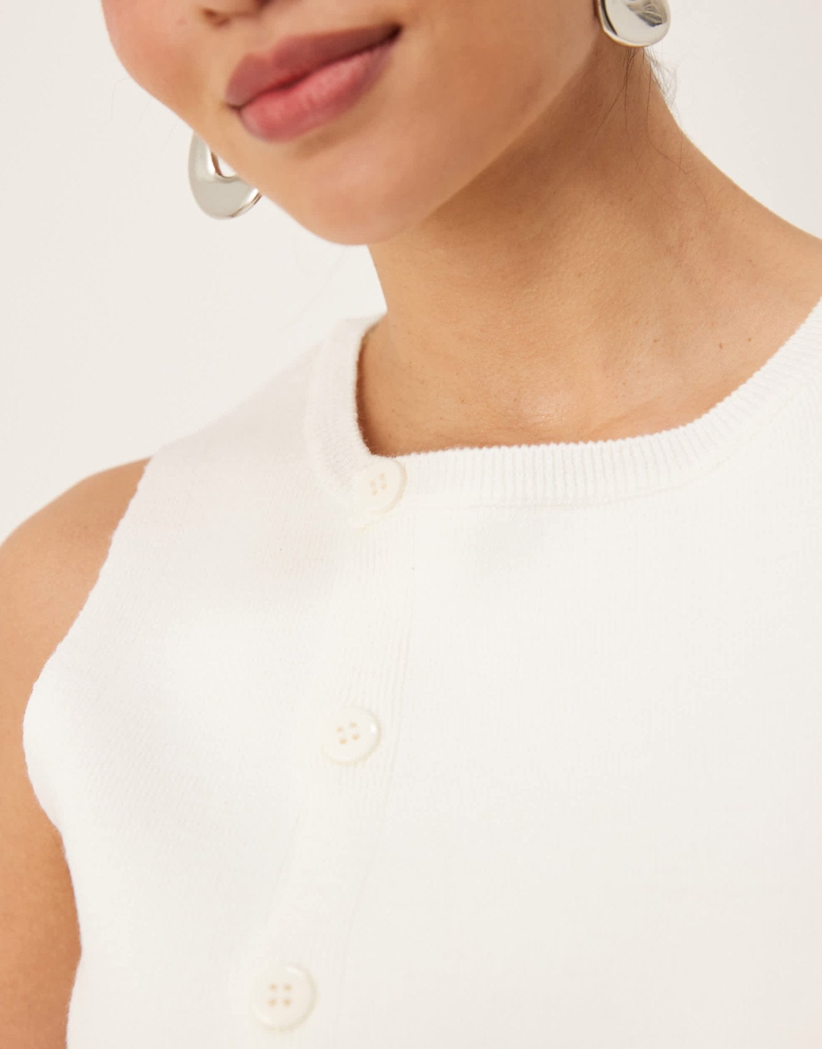 ASOS DESIGN knitted structured asymmetric button front waistcoat with split in cream - ASOS Sample Sale