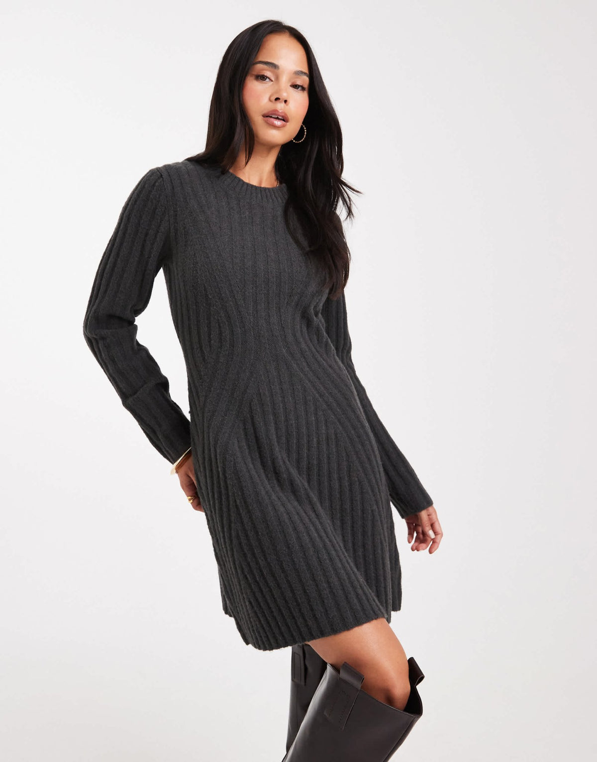 ASOS DESIGN knitted structured mini dress in grey - ASOS Sample Sale