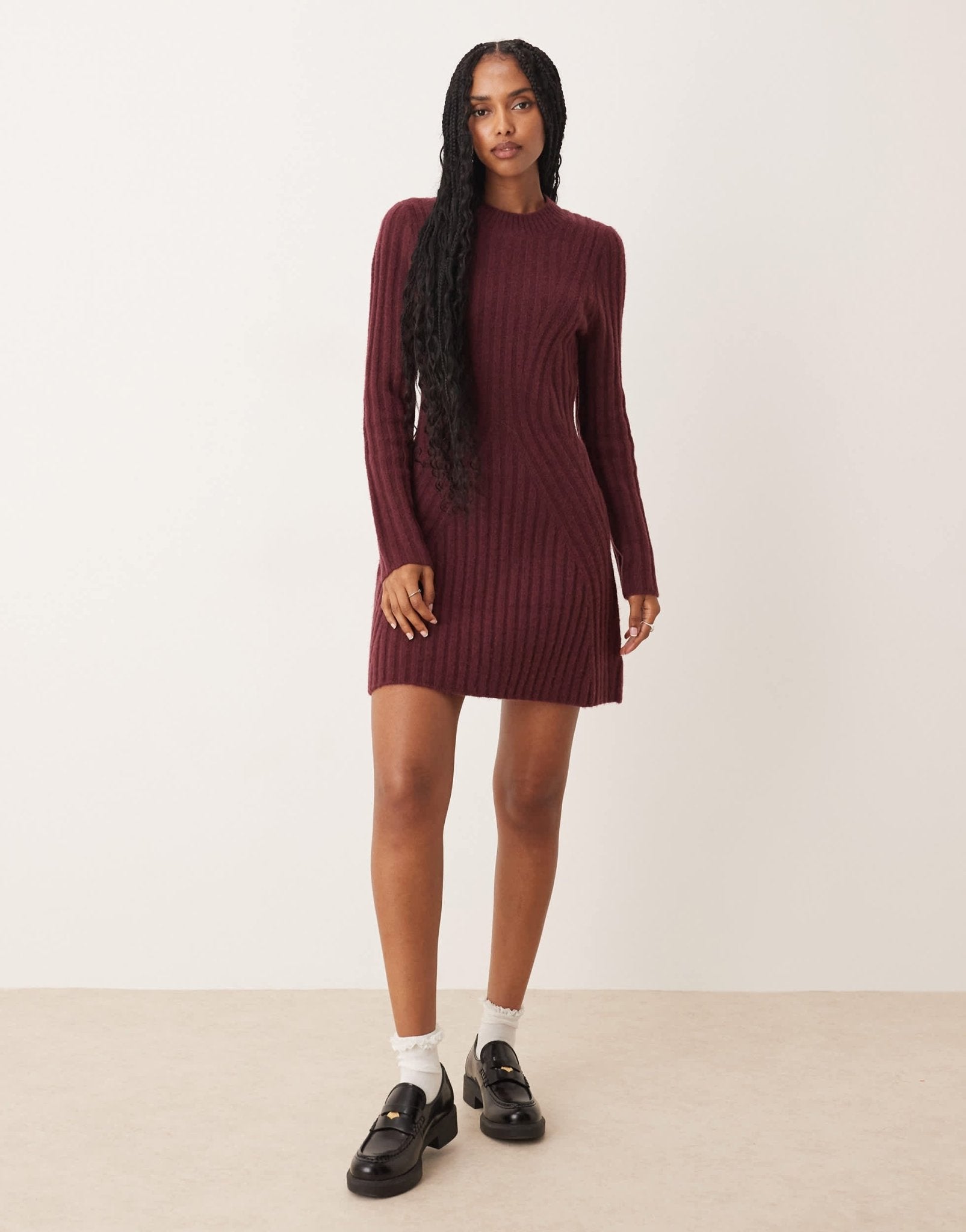ASOS DESIGN knitted structured mini dress in plum – ASOS Sample Sale