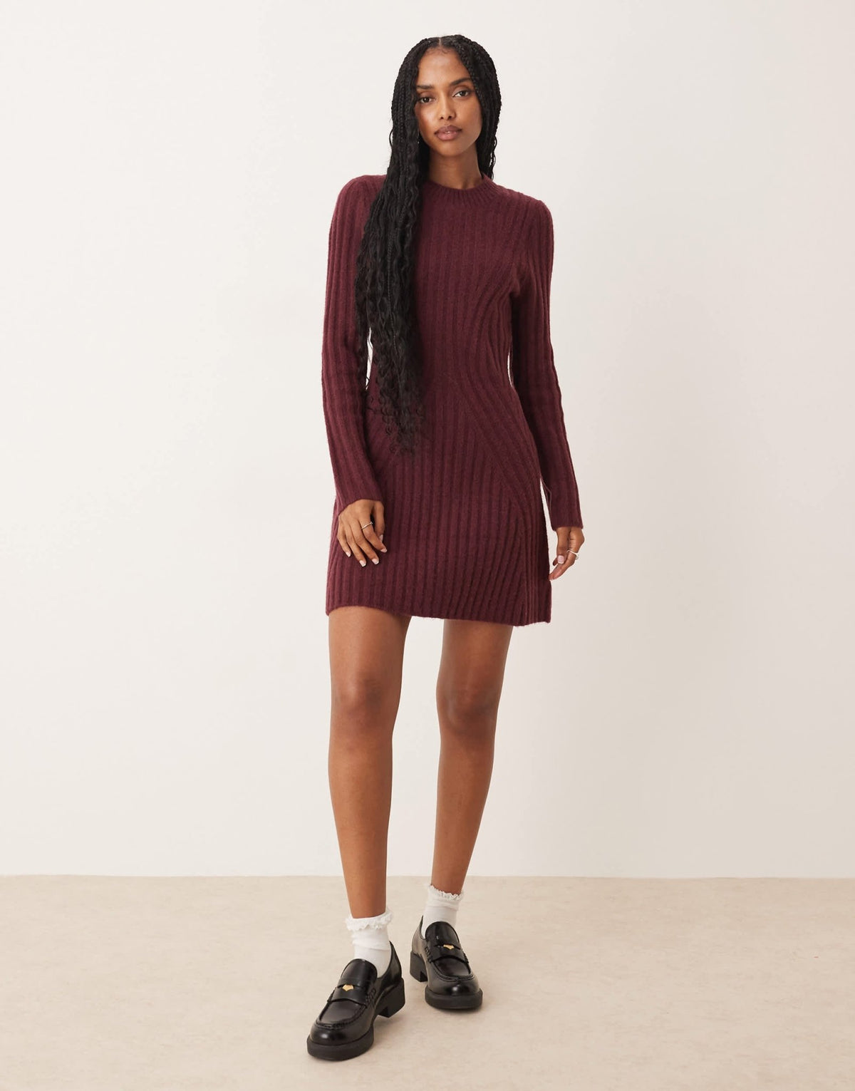 ASOS DESIGN knitted structured mini dress in plum - ASOS Sample Sale