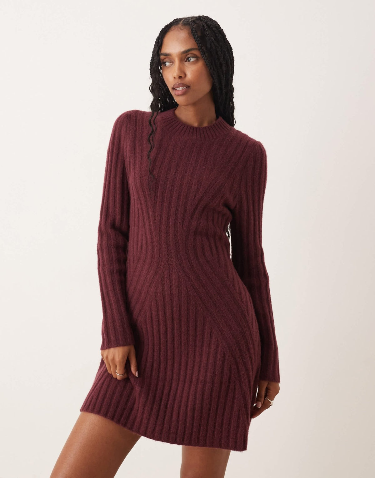 ASOS DESIGN knitted structured mini dress in plum - ASOS Sample Sale
