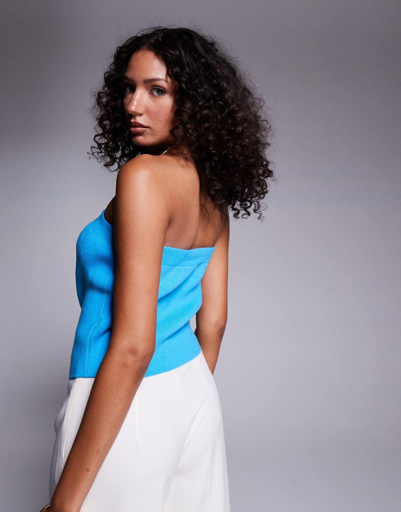 ASOS DESIGN knitted structured ruched bandeau in aqua blue - ASOS Sample Sale