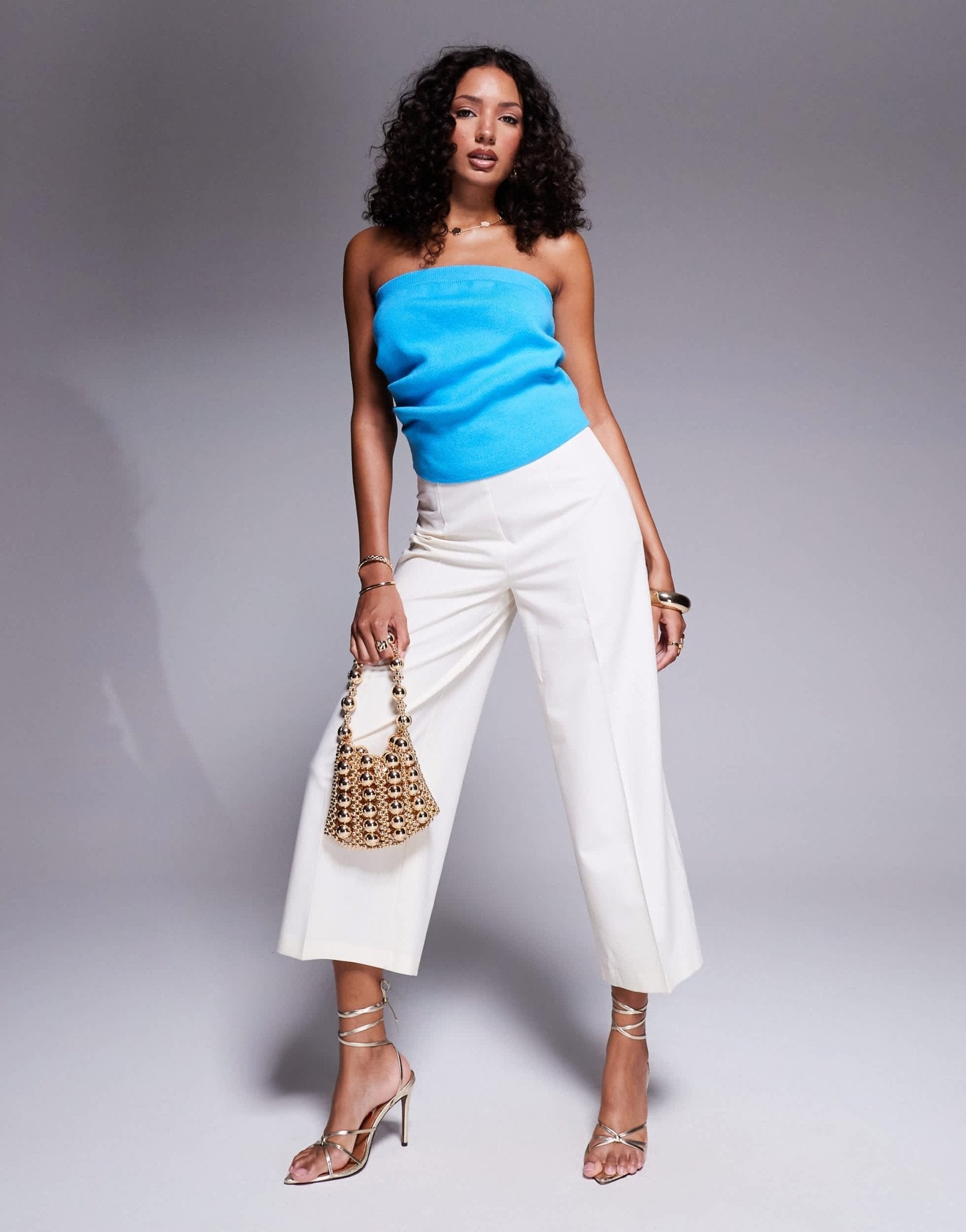 ASOS DESIGN knitted structured ruched bandeau in aqua blue - ASOS Sample Sale