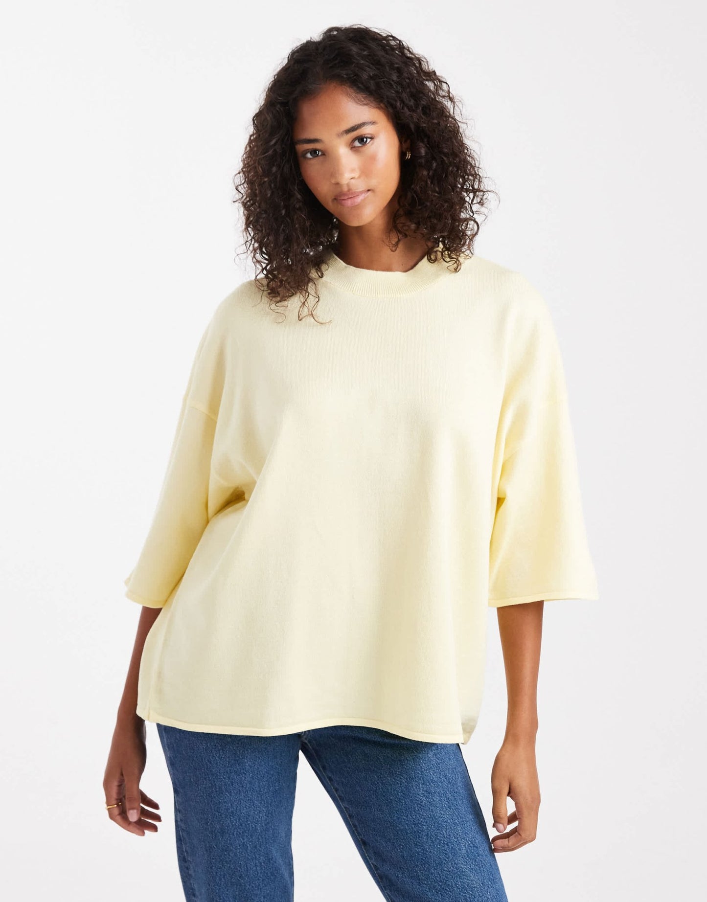 ASOS DESIGN knitted structured t shirt in buttermilk - ASOS Sample Sale