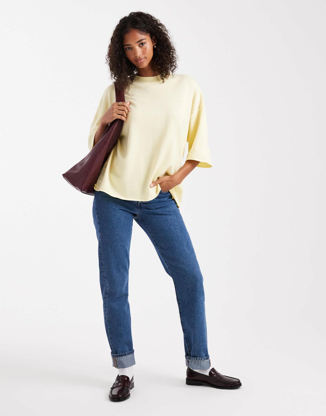 ASOS DESIGN knitted structured t shirt in buttermilk - ASOS Sample Sale