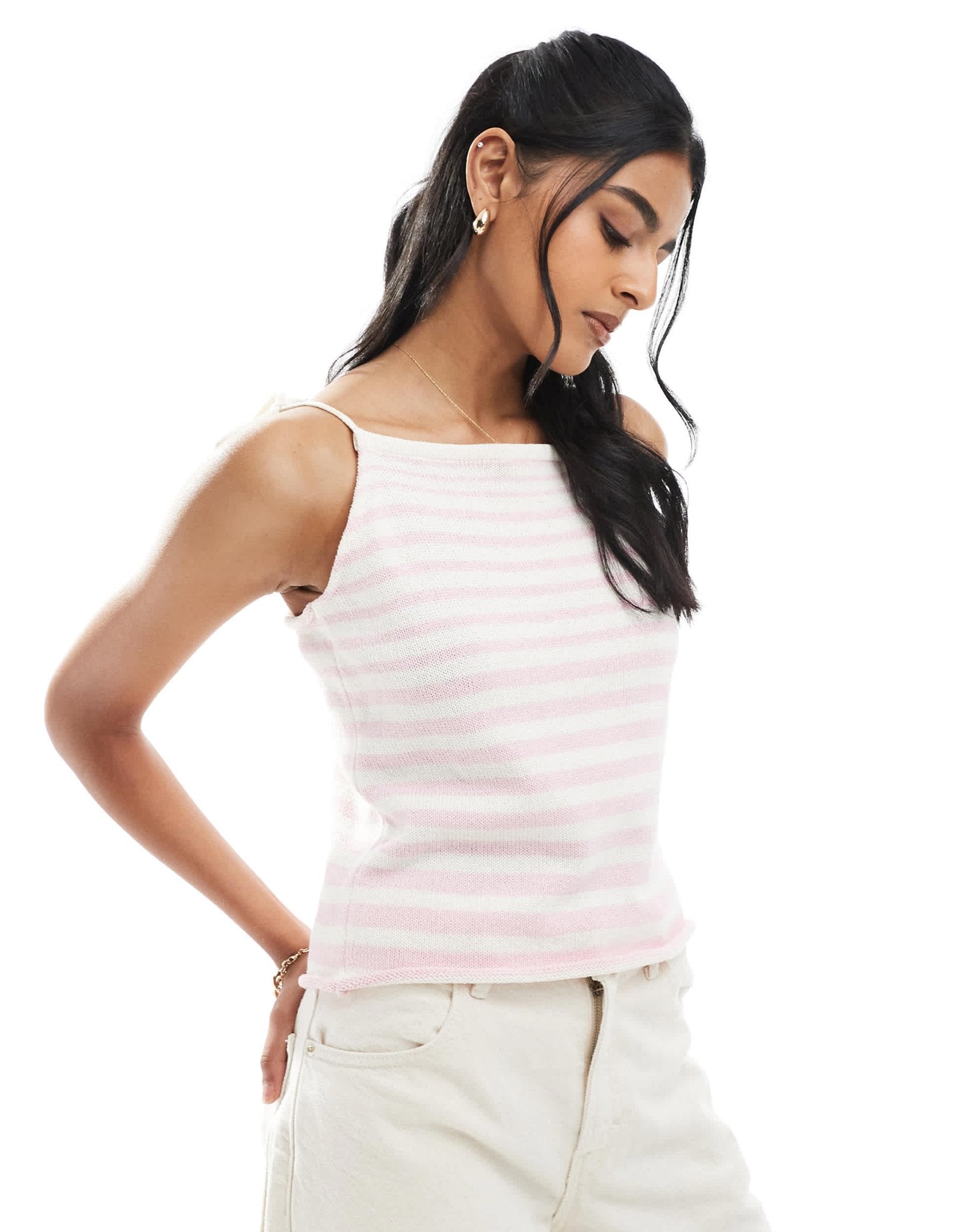 ASOS DESIGN knitted tank top in pink stripe - ASOS Sample Sale