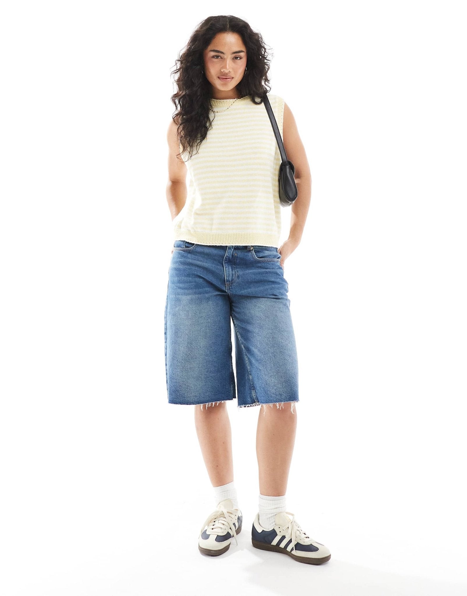 ASOS DESIGN knitted tank top with contrast blanket stitch in yellow stripe - ASOS Sample Sale