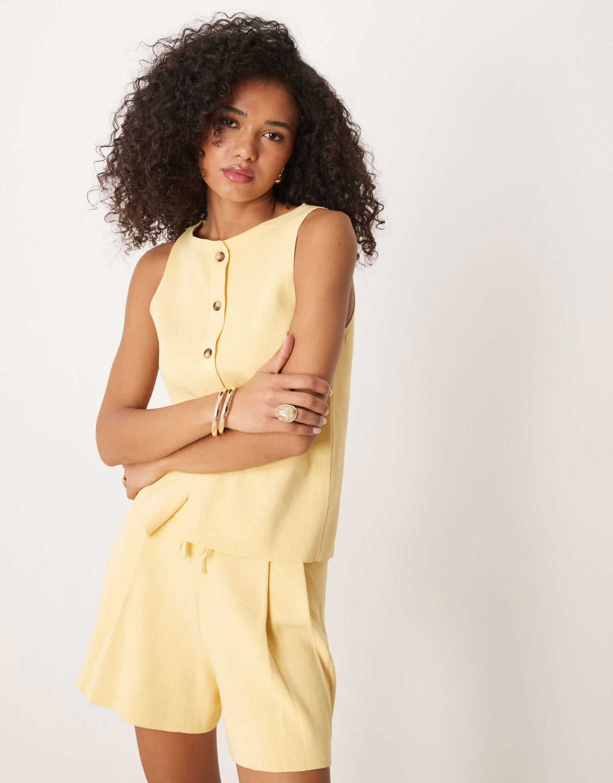 ASOS DESIGN knitted waistcoat co-ord in buttermilk - ASOS Sample Sale