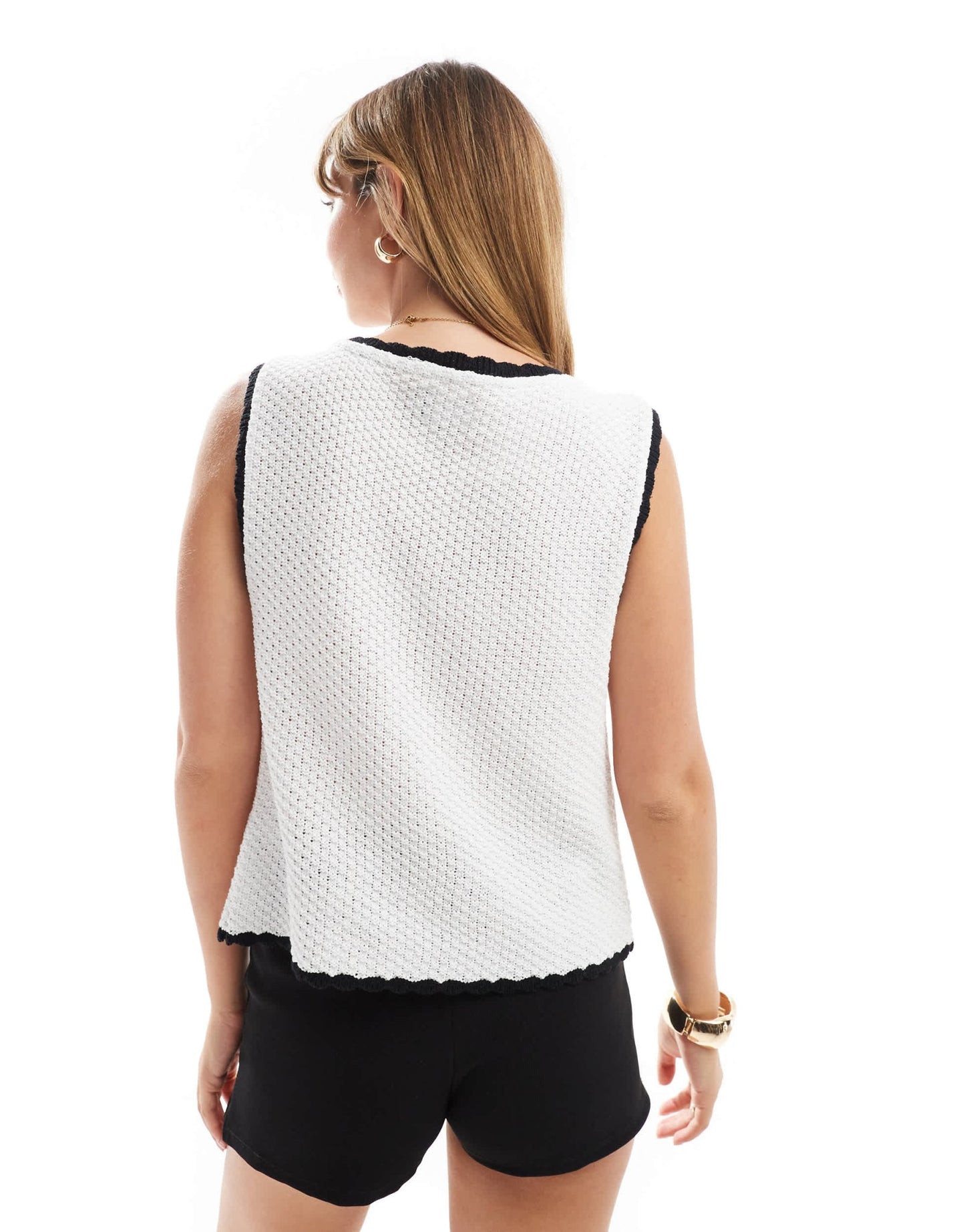 ASOS DESIGN knitted waistcoat with contrast tipping in white - ASOS Sample Sale