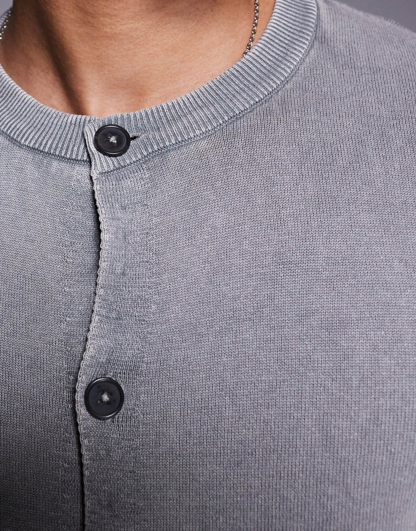 ASOS DESIGN knitted washed crew neck cardigan in grey - ASOS Sample Sale