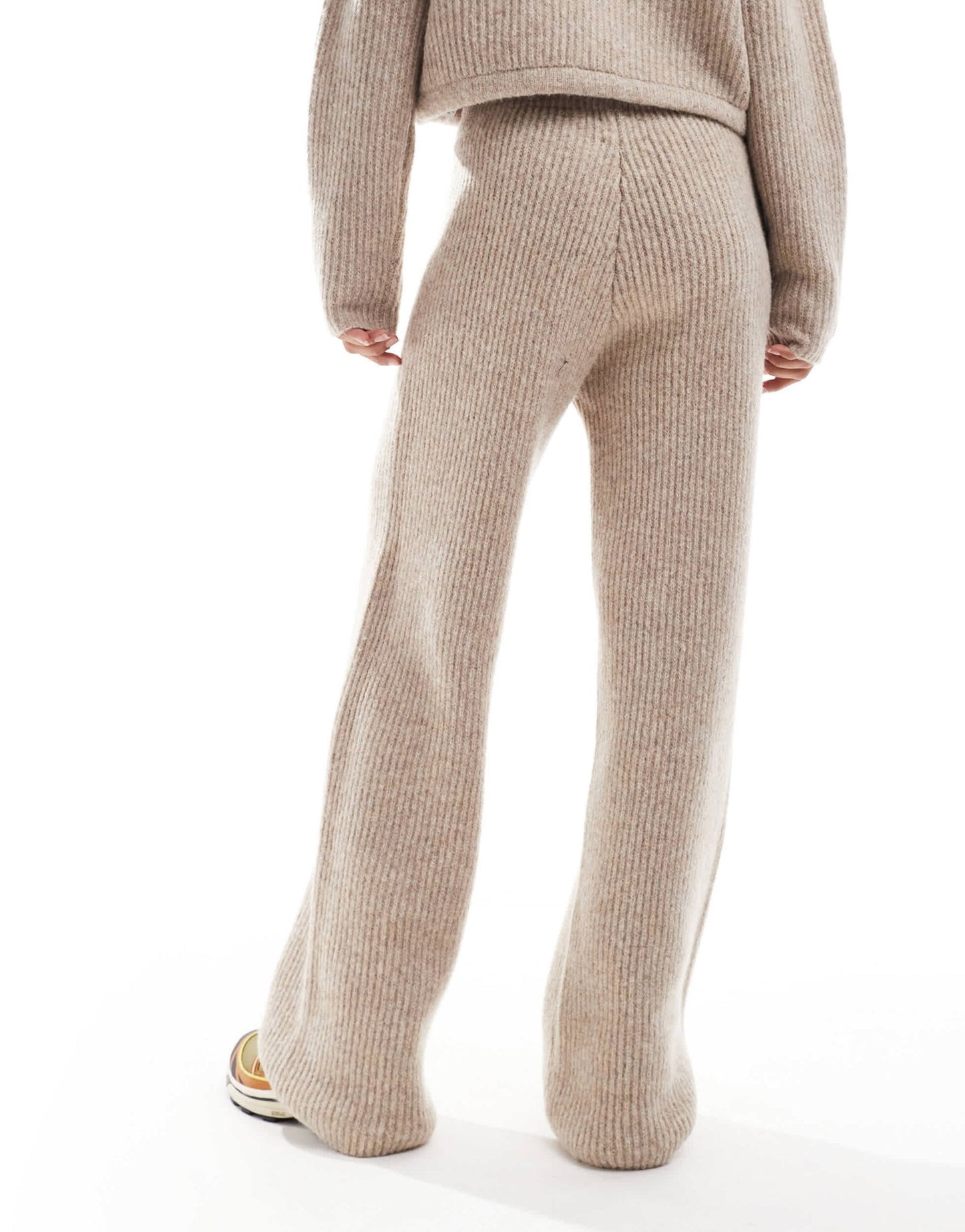 ASOS DESIGN knitted wide leg trouser co - ord in stone - ASOS Sample Sale
