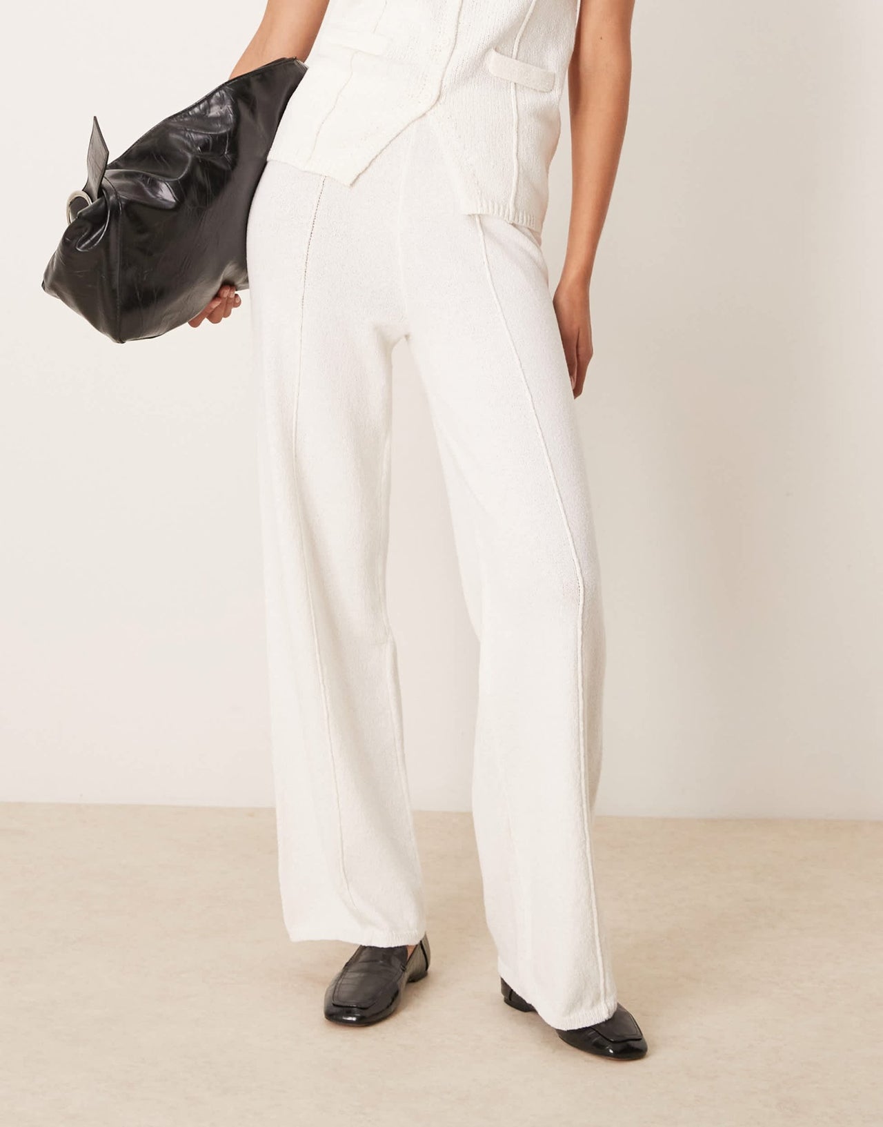 ASOS DESIGN knitted wide leg trouser co-ord in white - ASOS Sample Sale