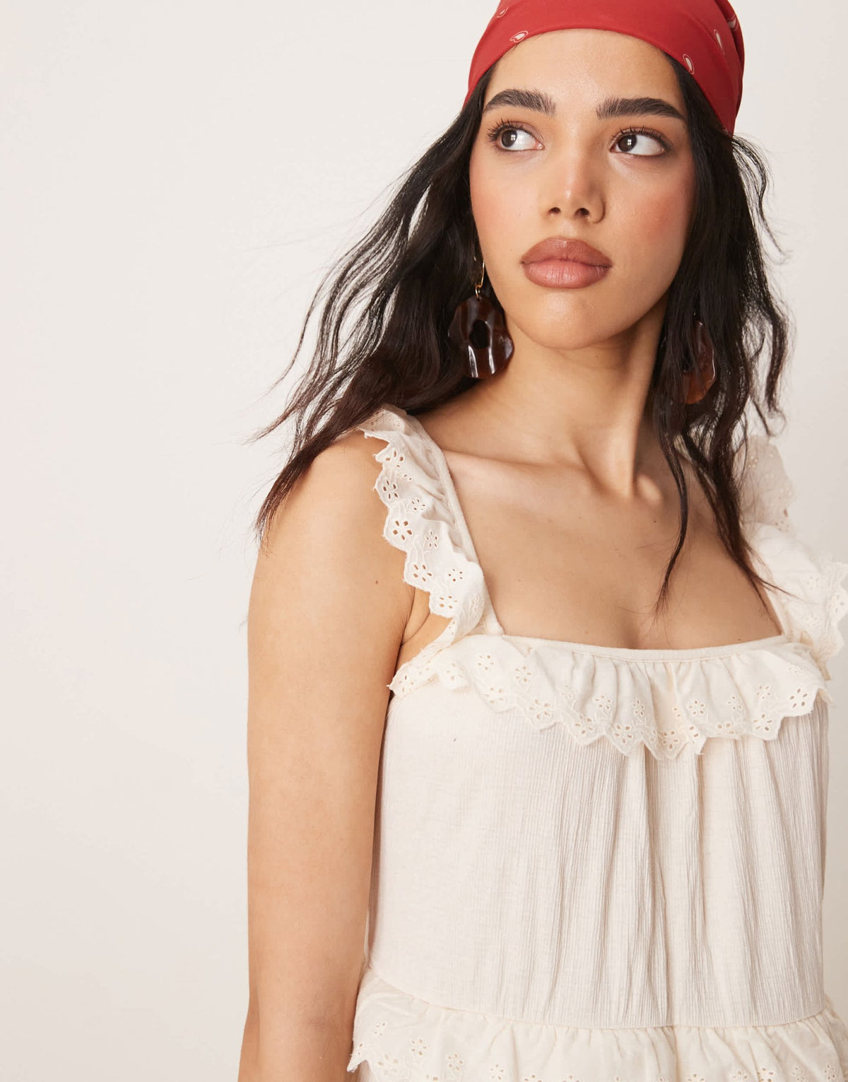 ASOS DESIGN lace insert ruffle tiered swing mini dress in white - ASOS Sample Sale