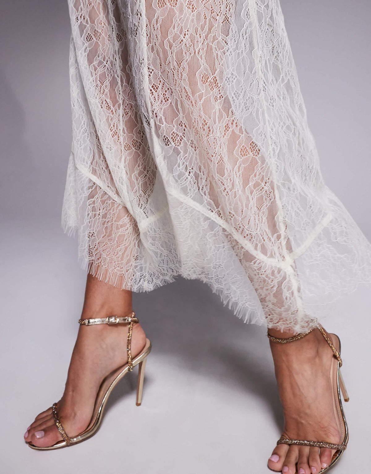 ASOS DESIGN lace maxi skirt with mini lining in ivory - ASOS Sample Sale