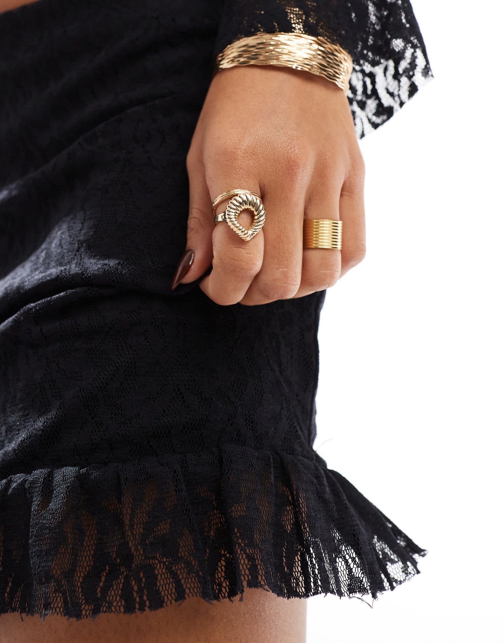 ASOS DESIGN lace mini skirt with ruffle hem co ord in black - ASOS Sample Sale