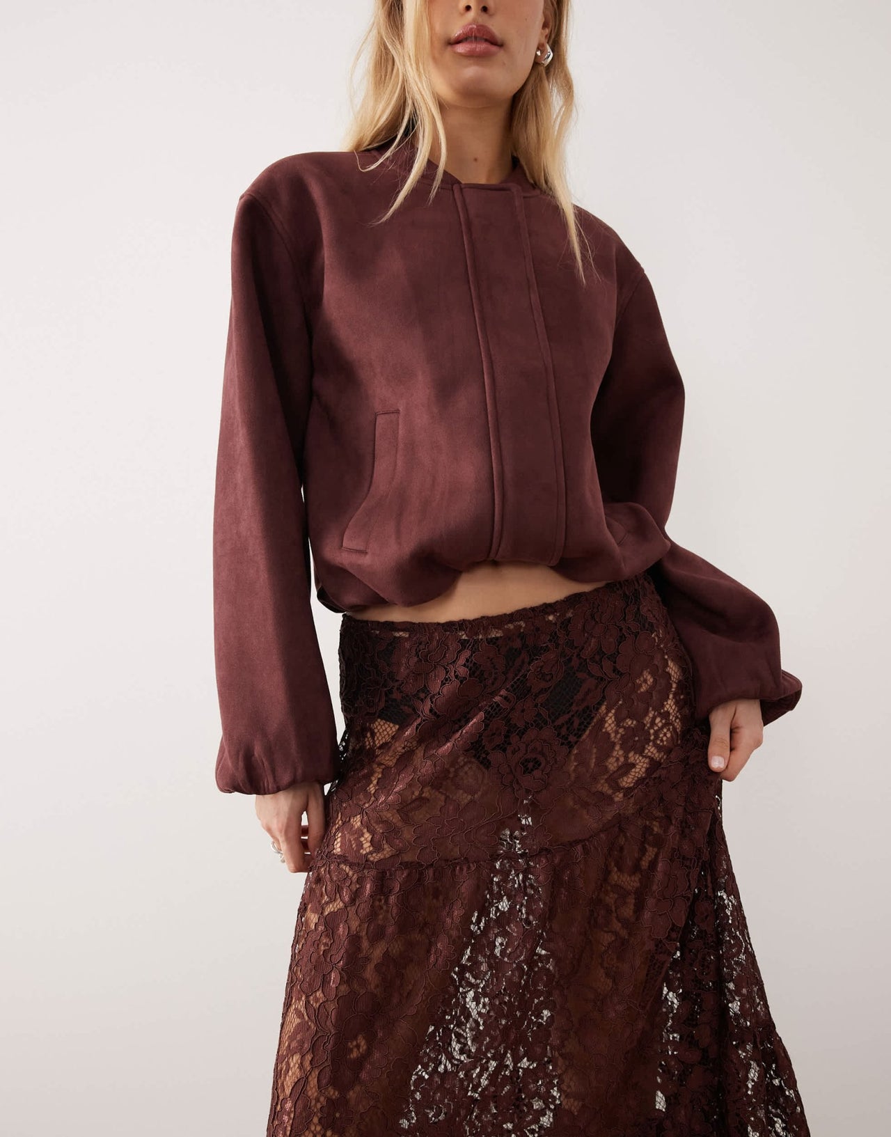 ASOS DESIGN lace tiered maxi skirt in chocolate - ASOS Sample Sale