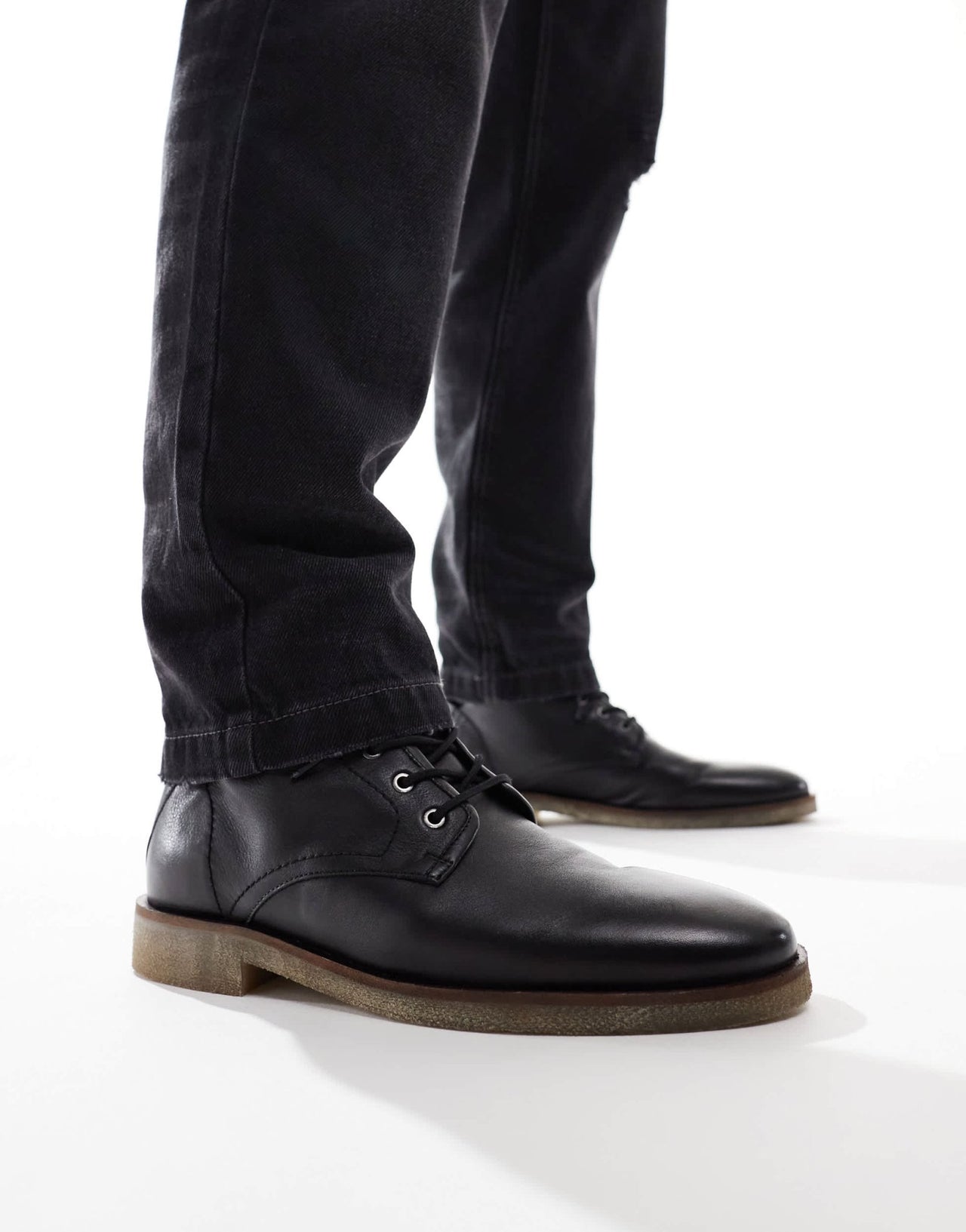 ASOS DESIGN lace up boots in black leather with natural sole - ASOS Sample Sale