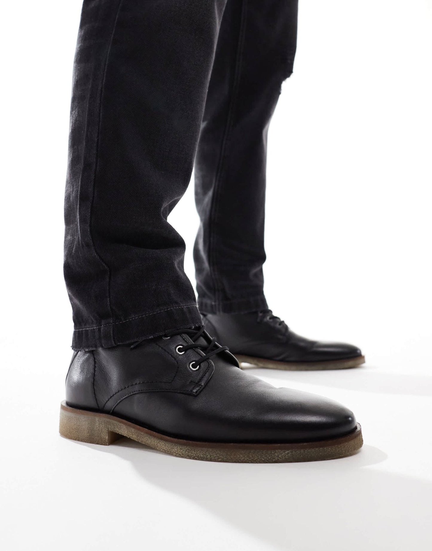 ASOS DESIGN lace up boots in black leather with natural sole - ASOS Sample Sale