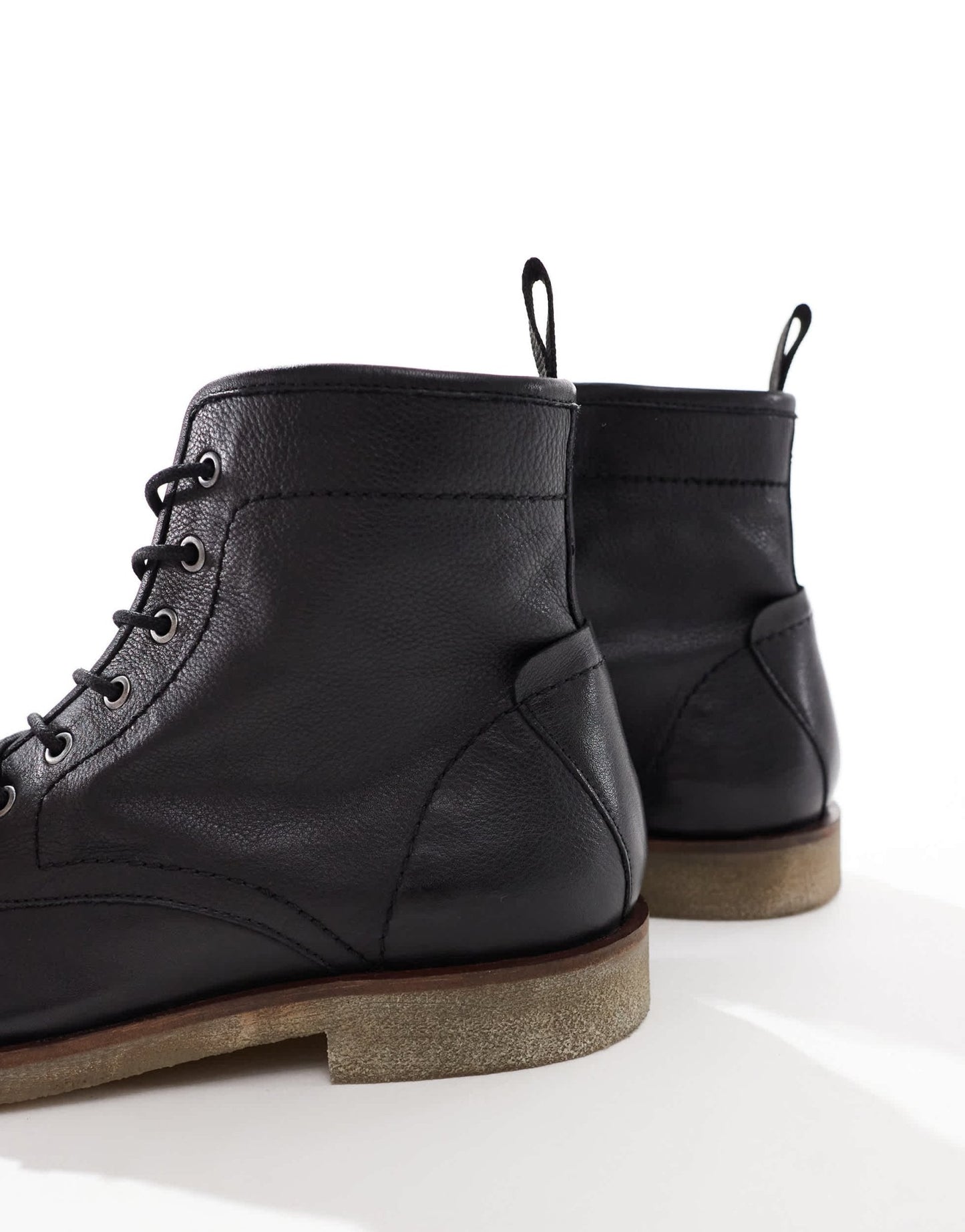 ASOS DESIGN lace up boots in black leather with natural sole - ASOS Sample Sale