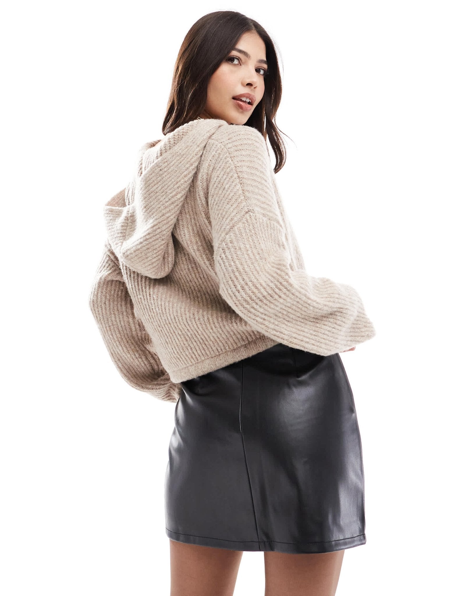 ASOS DESIGN lace up front leather look mini skirt in black - ASOS Sample Sale