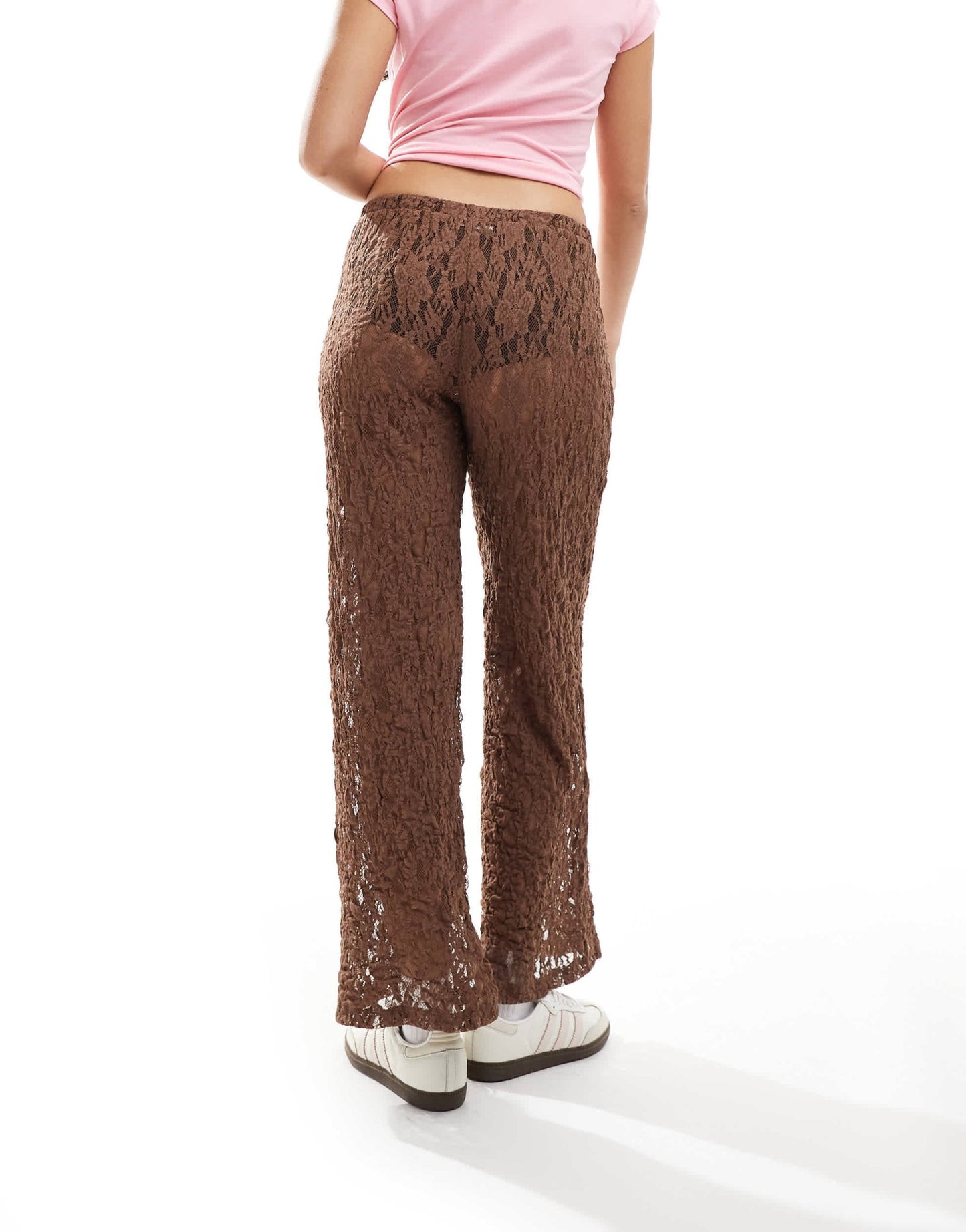 ASOS DESIGN lace wide leg trousers in brown - ASOS Sample Sale