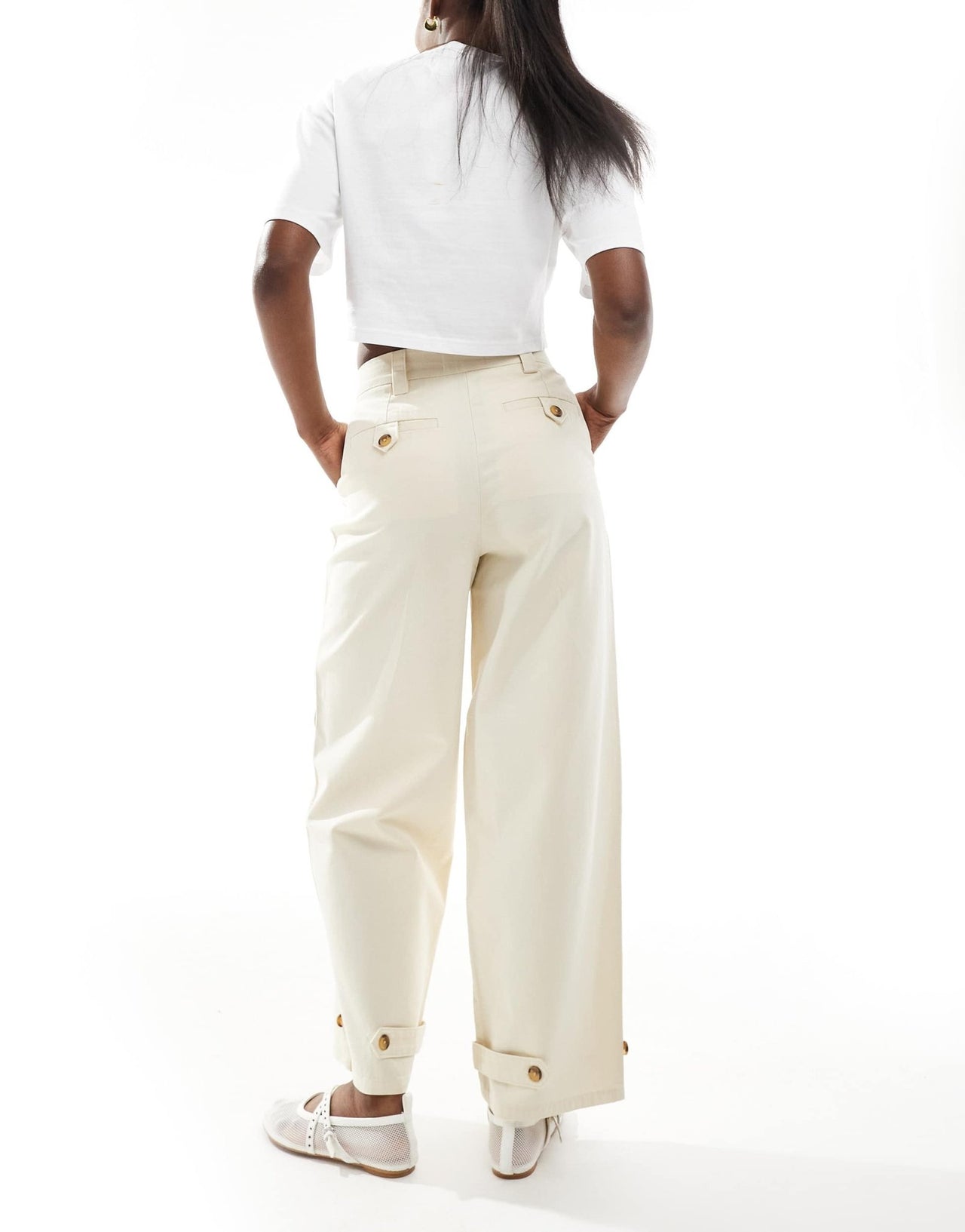 ASOS DESIGN laundered barrel trousers with tab detail in bone white - ASOS Sample Sale