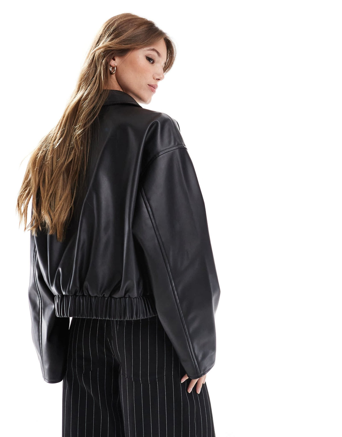 ASOS DESIGN leather look button through jacket in black - ASOS Sample Sale