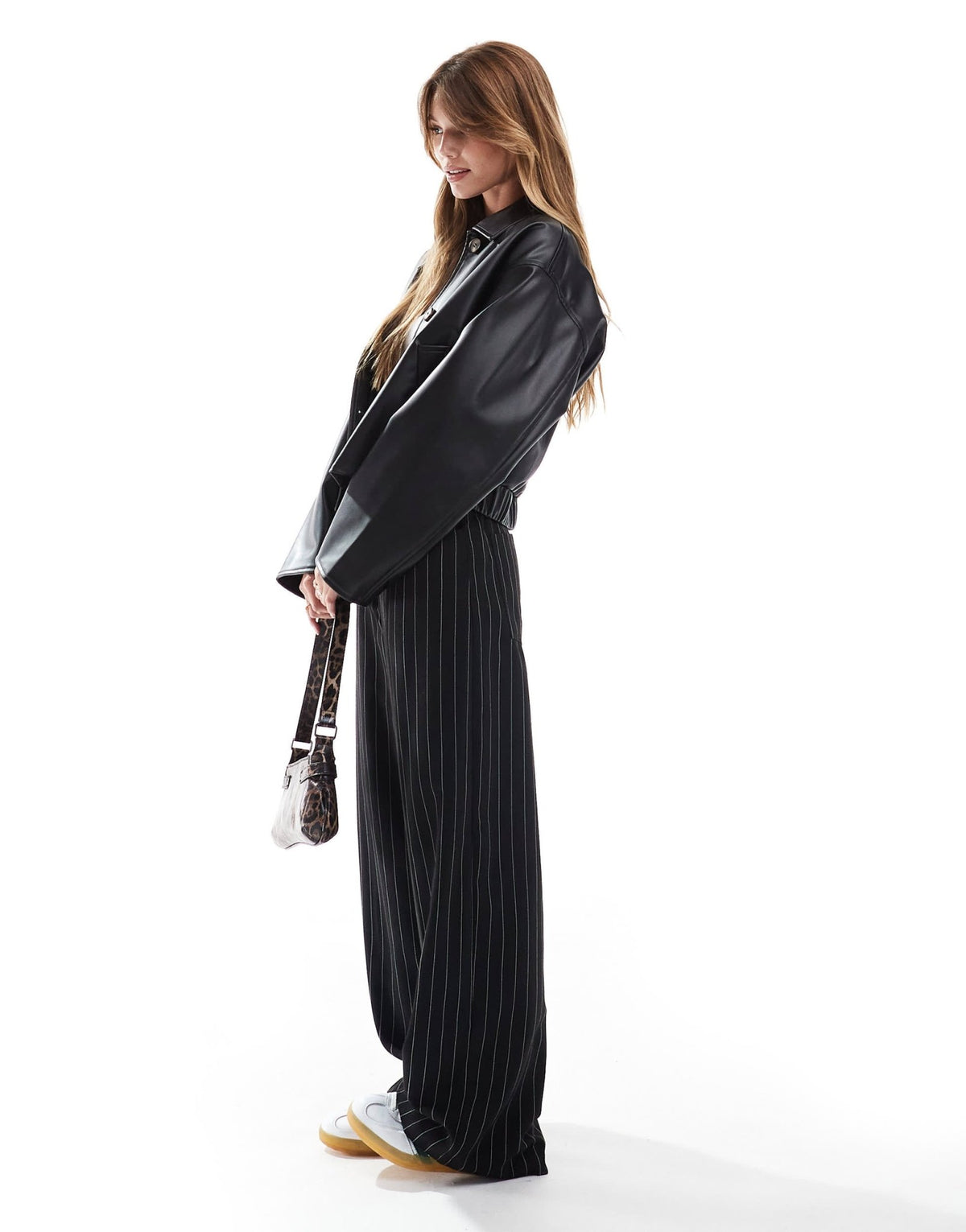 ASOS DESIGN leather look button through jacket in black - ASOS Sample Sale