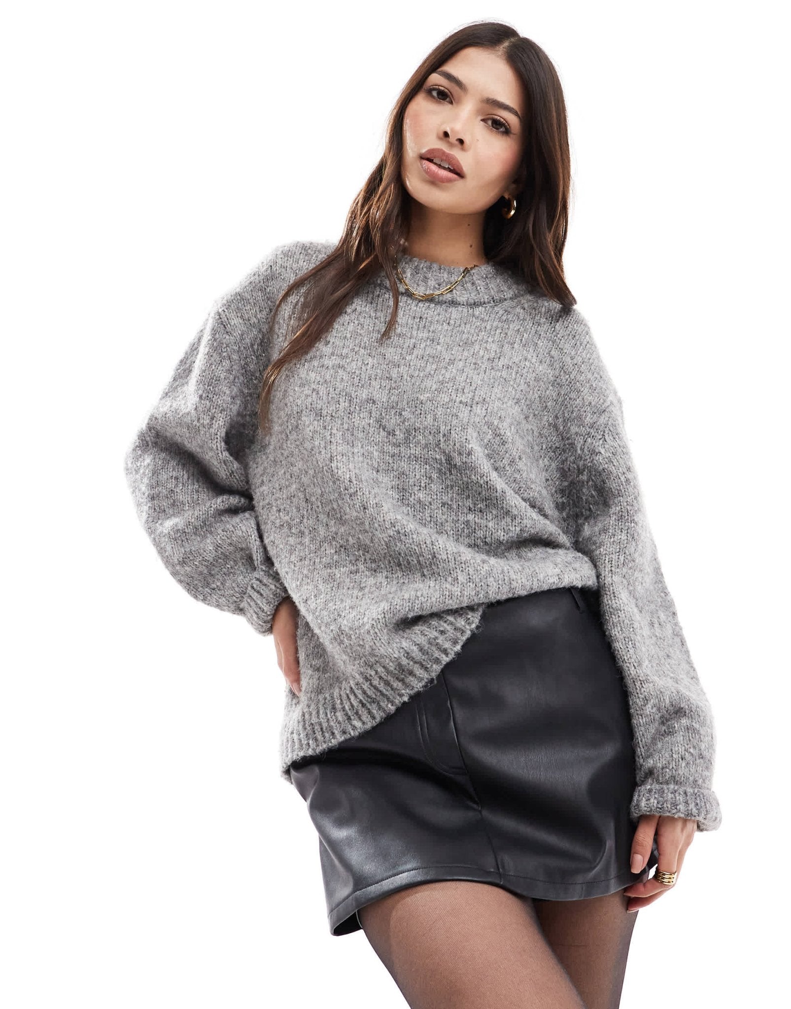 ASOS DESIGN leather look skort in black - ASOS Sample Sale
