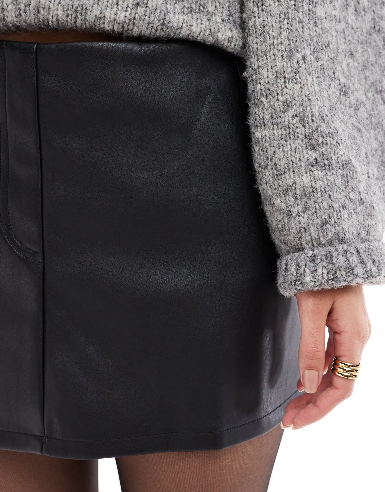 ASOS DESIGN leather look skort in black - ASOS Sample Sale