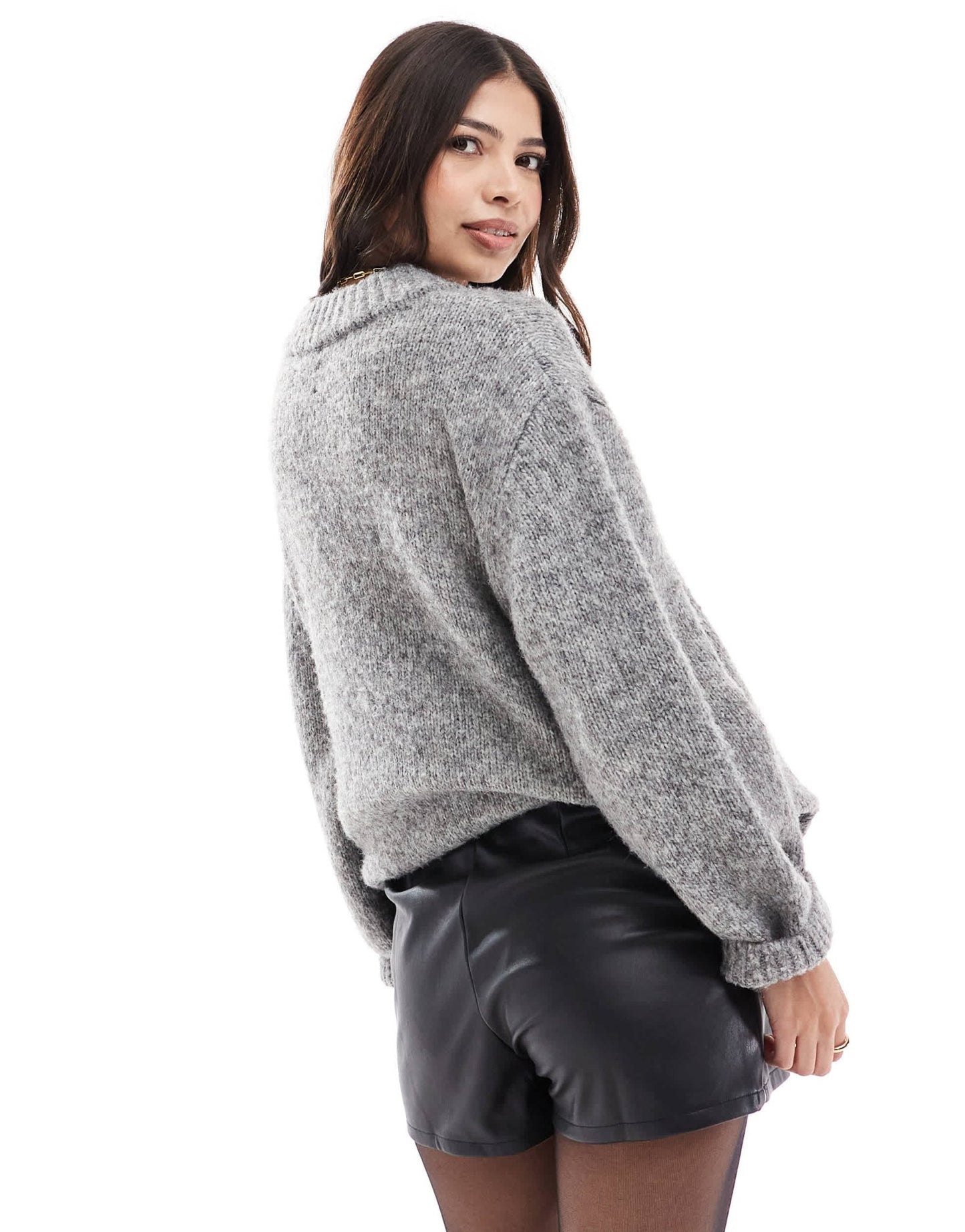 ASOS DESIGN leather look skort in black - ASOS Sample Sale