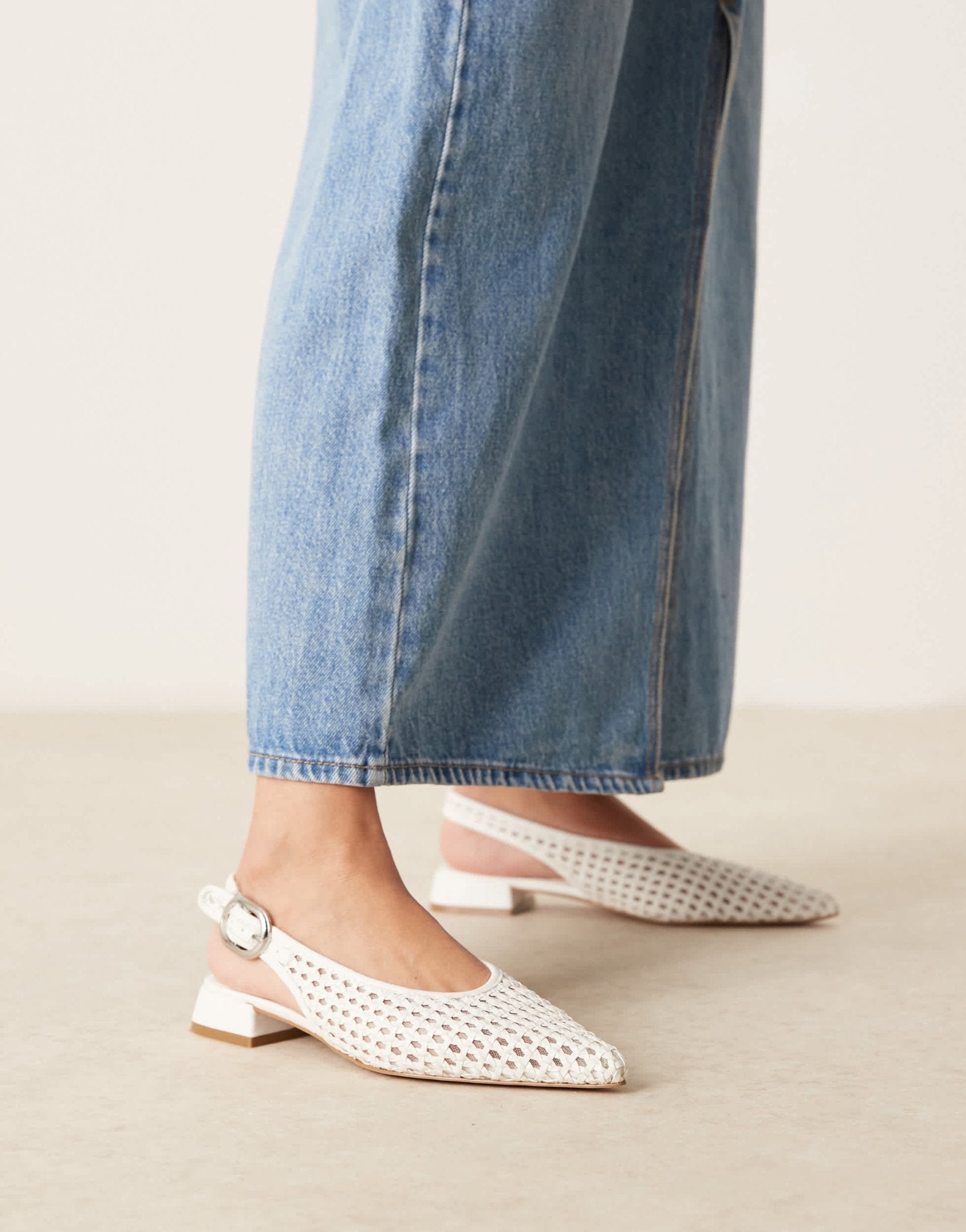 ASOS DESIGN Leonora slingback ballet in white weave - ASOS Sample Sale