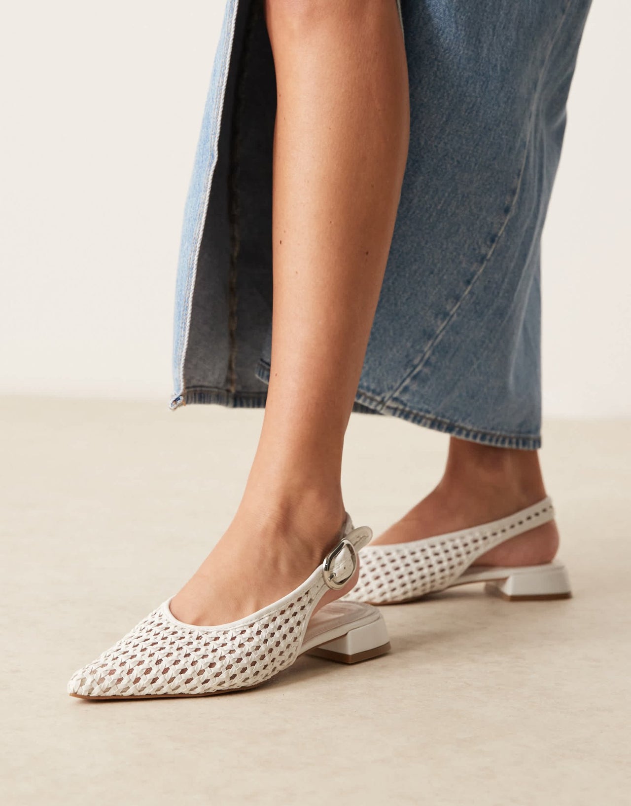 ASOS DESIGN Leonora slingback ballet in white weave - ASOS Sample Sale