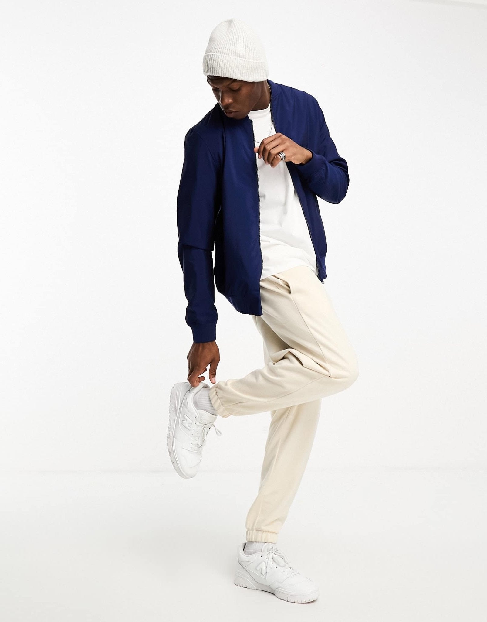 ASOS DESIGN lightweight bomber jacket in navy - ASOS Sample Sale