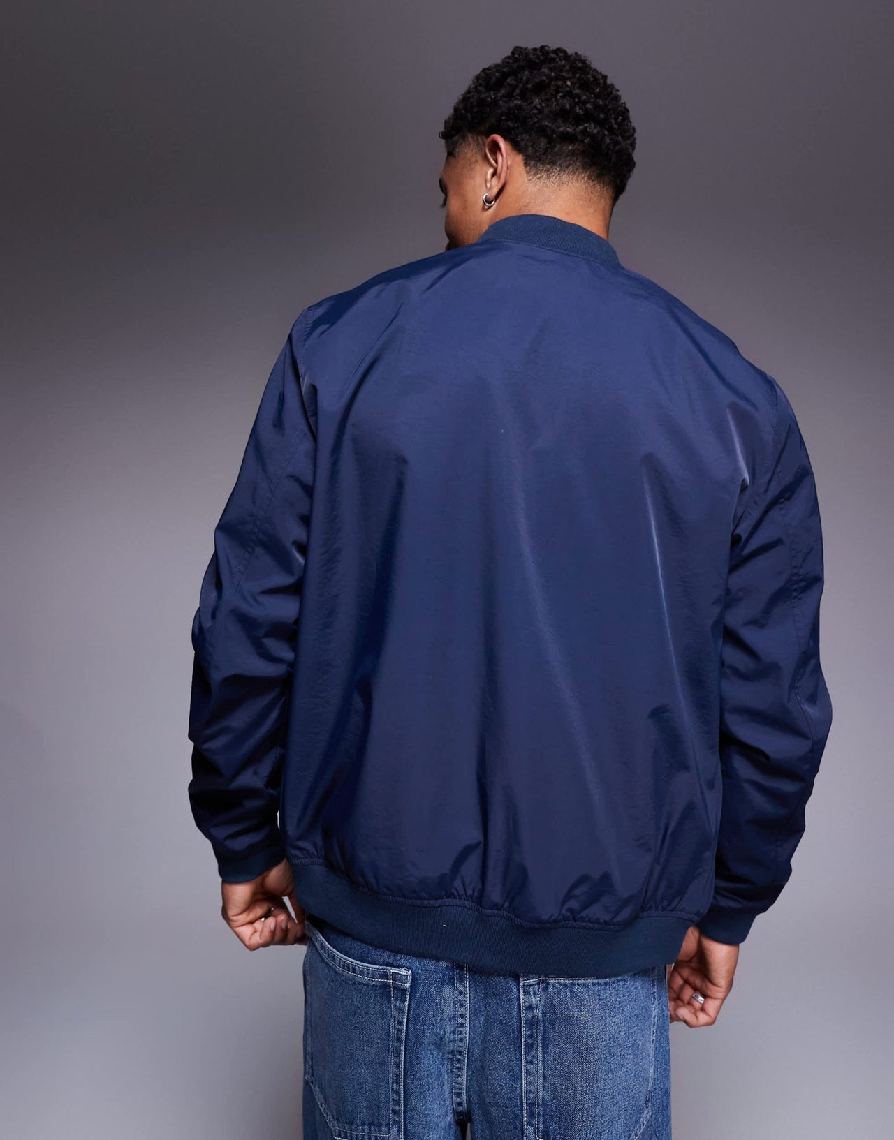 ASOS DESIGN lightweight bomber jacket in navy - ASOS Sample Sale