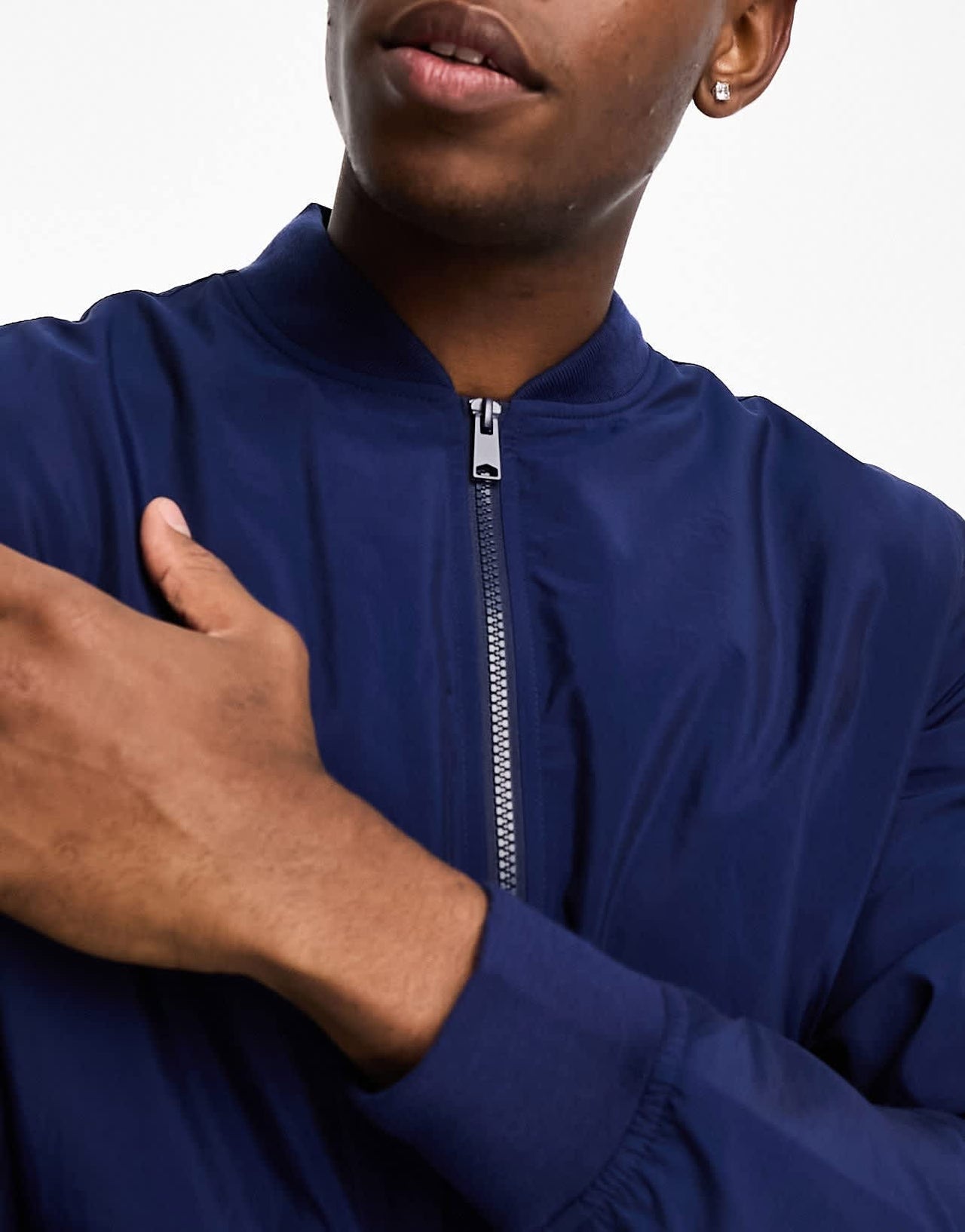 ASOS DESIGN lightweight bomber jacket in navy - ASOS Sample Sale