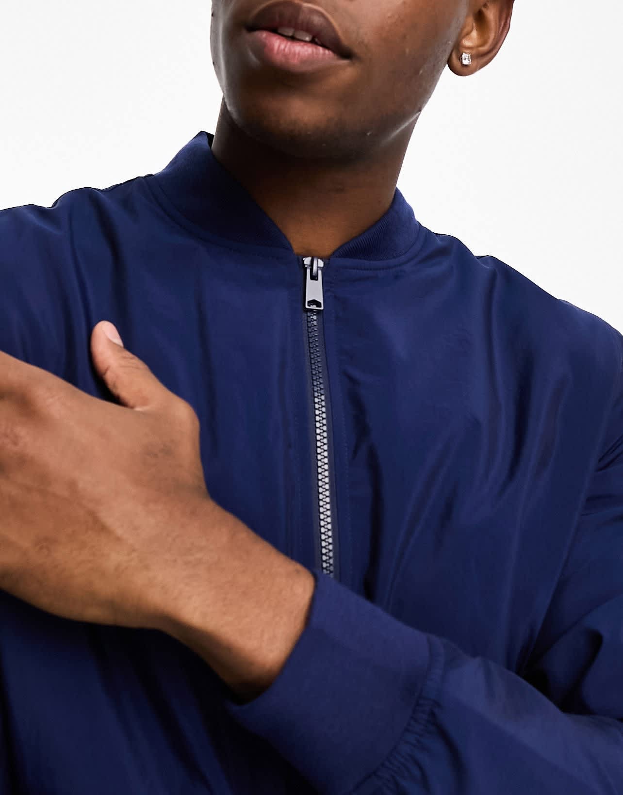 ASOS DESIGN lightweight bomber jacket in navy - ASOS Sample Sale