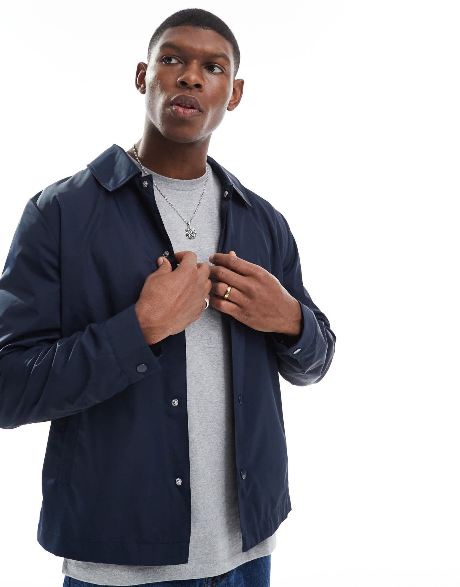 ASOS DESIGN lightweight coach jacket in navy - ASOS Sample Sale