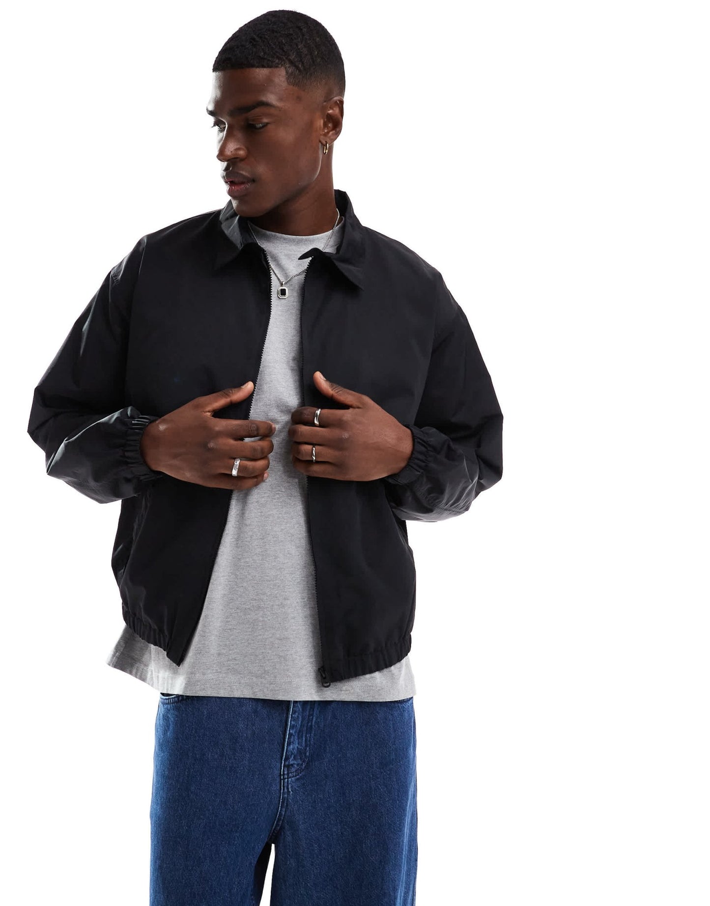 ASOS DESIGN lightweight harrington jacket in black - ASOS Sample Sale
