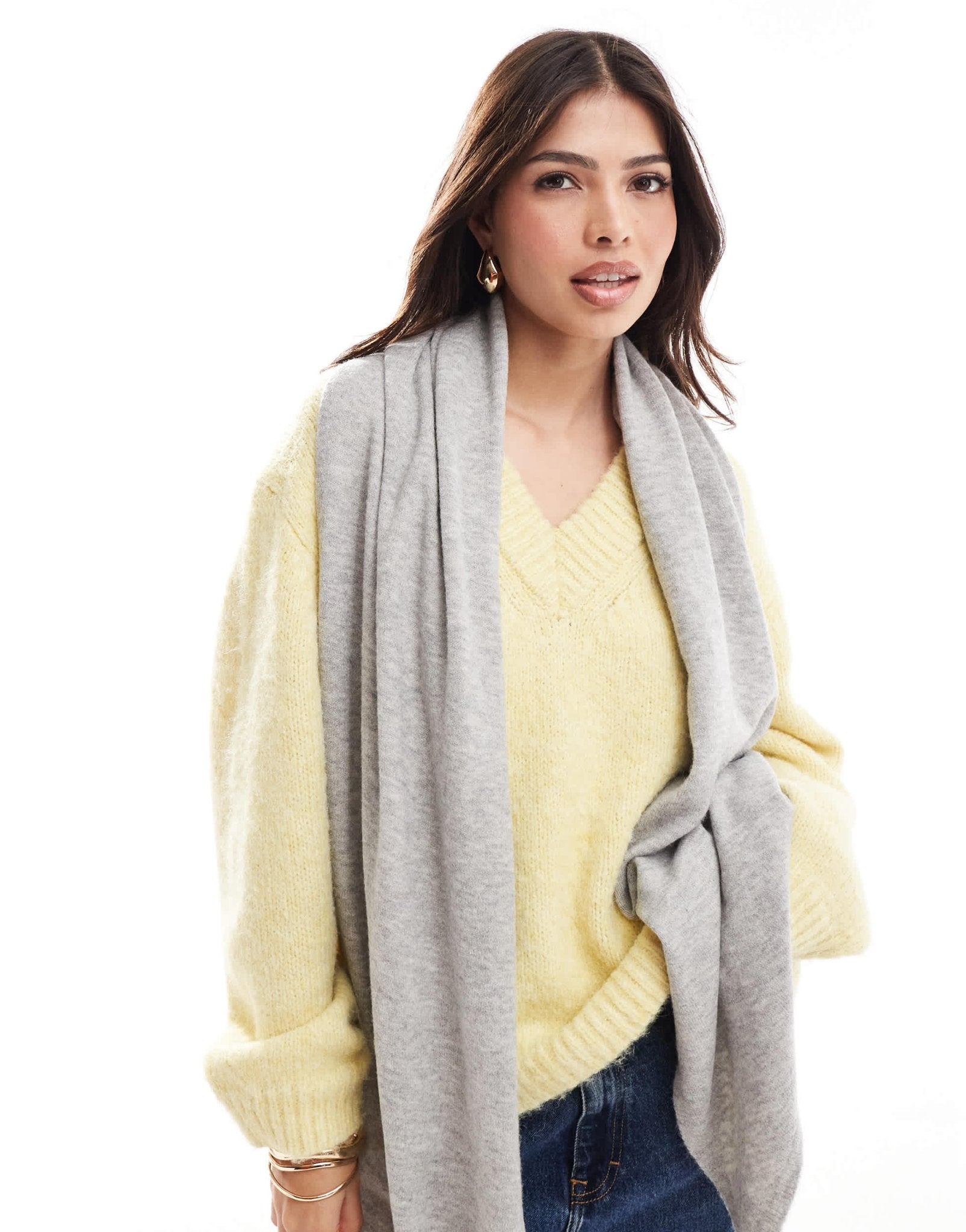 ASOS DESIGN lightweight knitted scarf in grey marl - ASOS Sample Sale