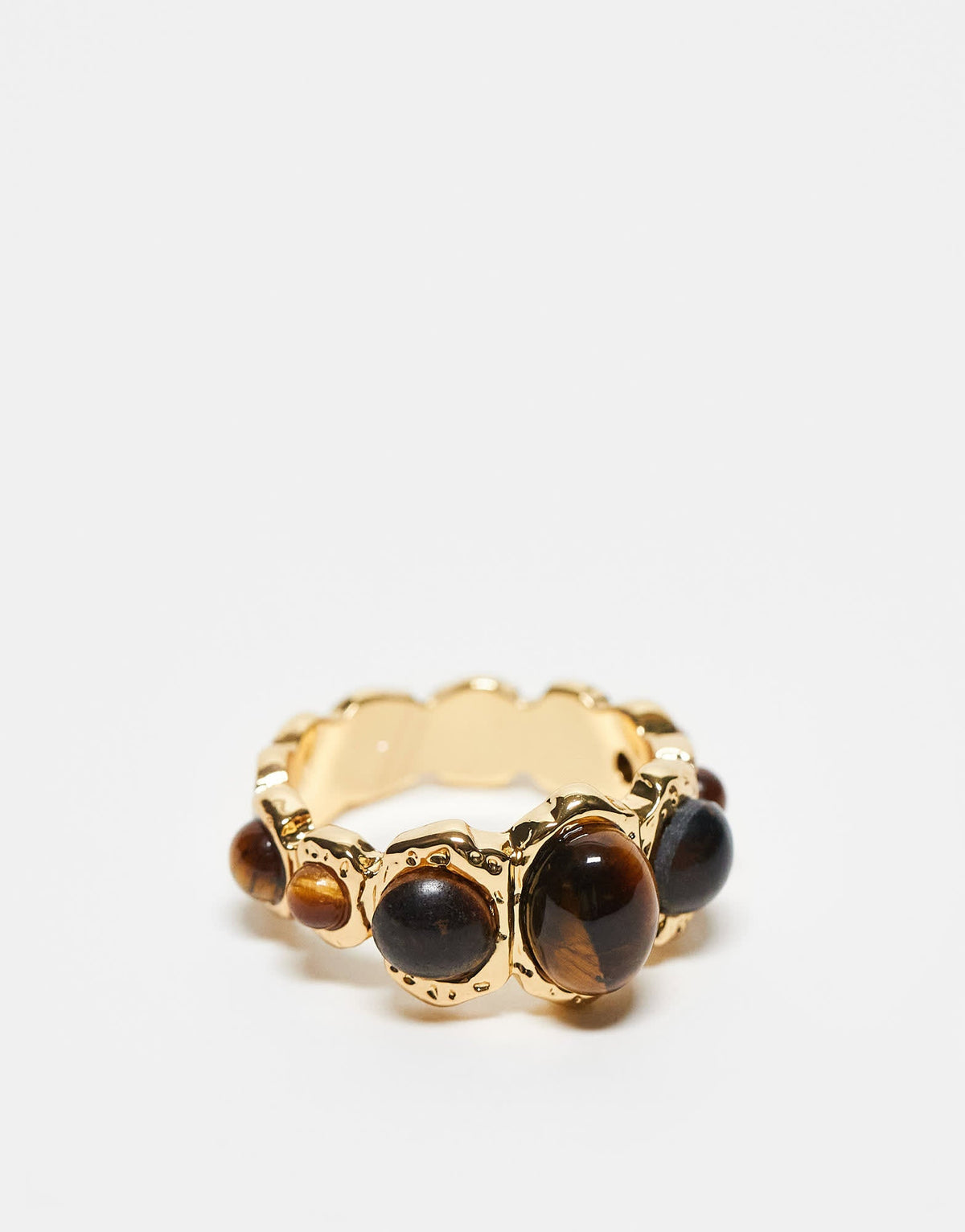 ASOS DESIGN Limited Edition 14k gold plated ring with real tigers eye semi precious stone design - ASOS Sample Sale
