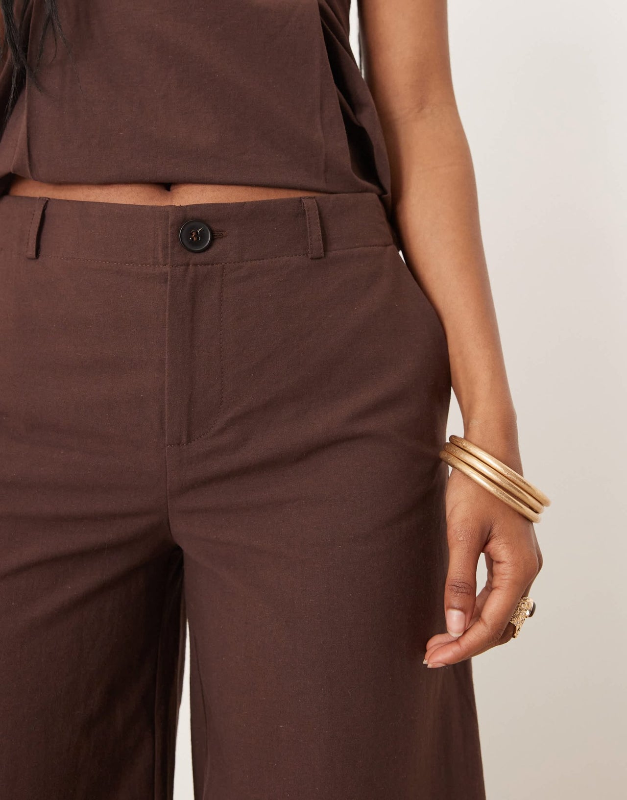 ASOS DESIGN linen blend barrel leg trouser in chocolate - ASOS Sample Sale