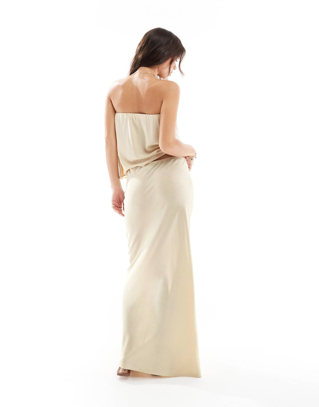 ASOS DESIGN linen blend bias cut maxi skirt in beige - ASOS Sample Sale
